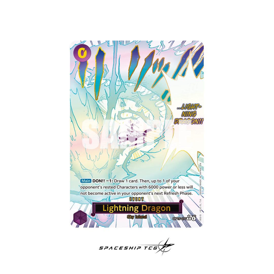 Card featuring a Lightning Dragon illustration with colorful design on a white background