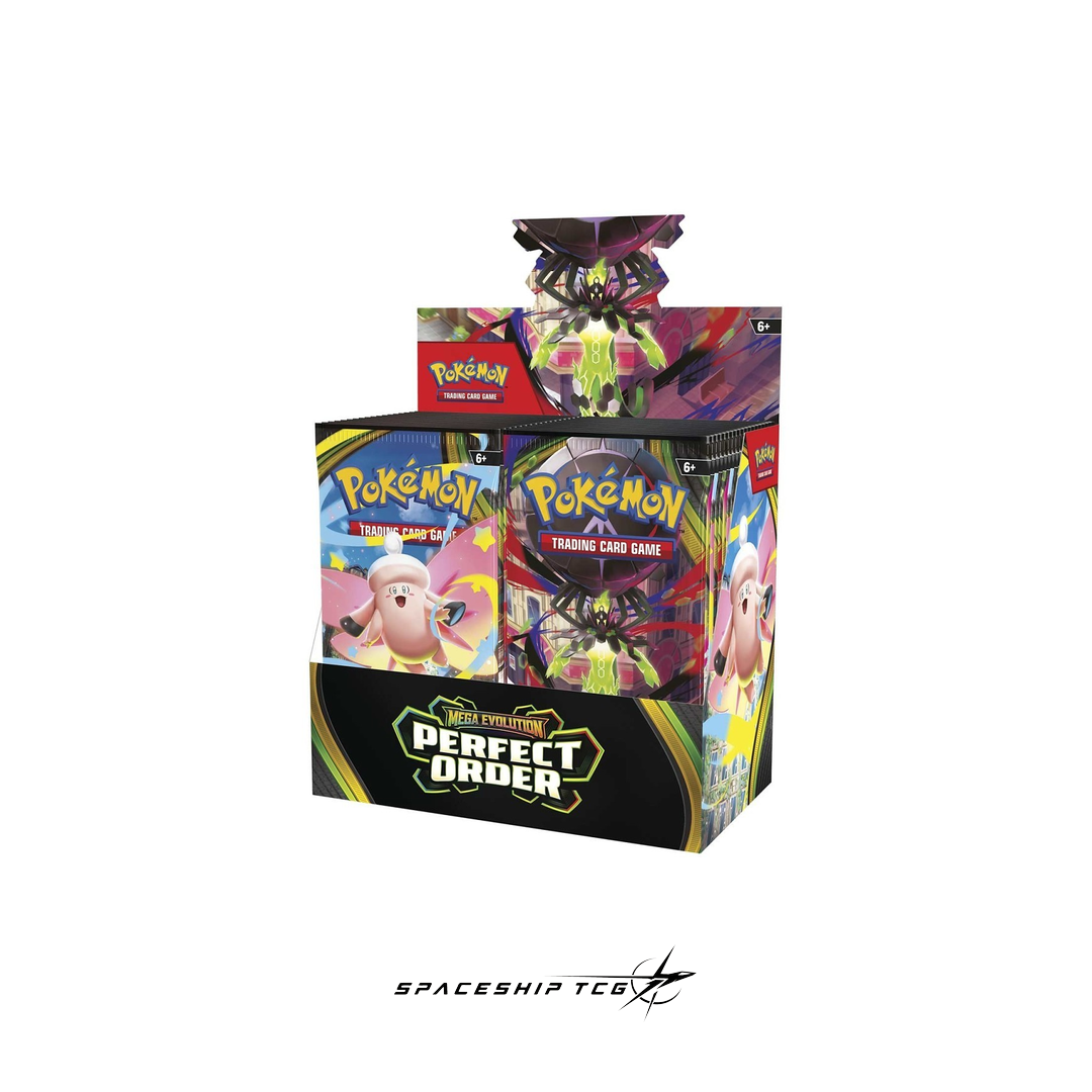 Pokémon trading card game packaging with various characters on a white background