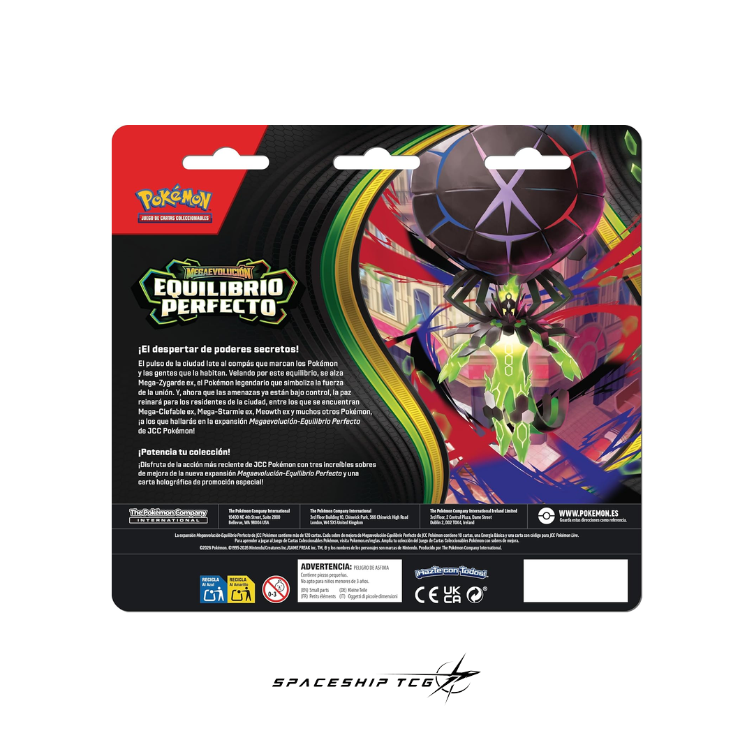 Pokémon Equilibrio Perfecto packaging with Pokémon logo on a white background