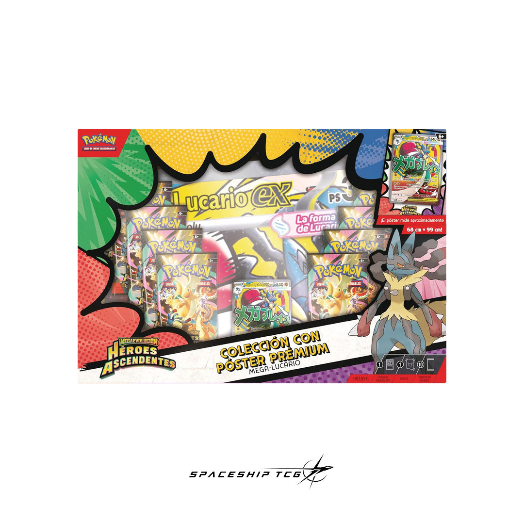 Pokémon trading card game box featuring Lucario EX on a white background