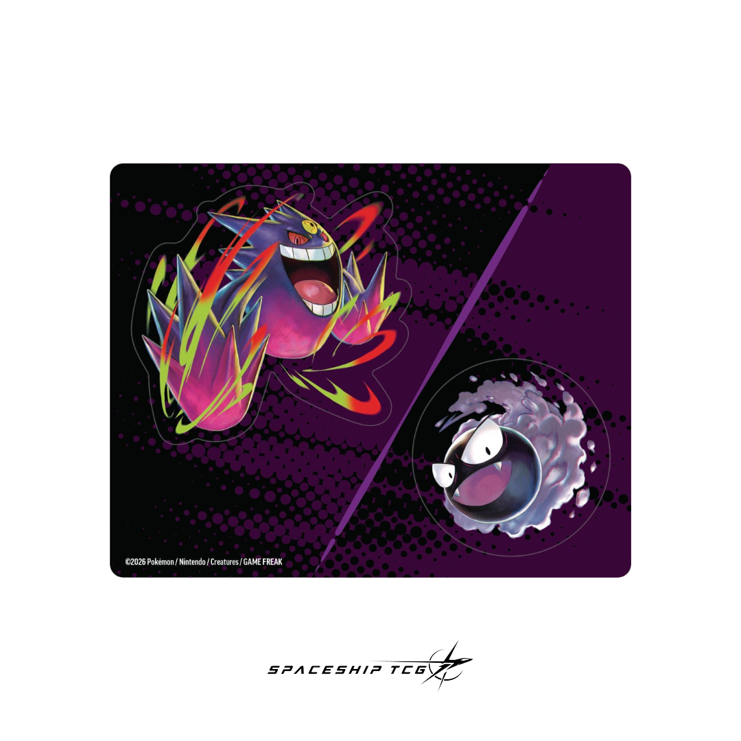 Pokémon TCG Special Sticker Collection Héroes Ascendentes featuring Mega Gengar with holographic Gastly promotional card and exclusive Gengar stickers Spanish edition