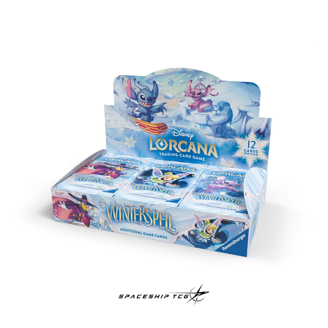 Disney Lorcana Winterspell Booster Box Set 11 containing 24 sealed booster packs with winter-themed Disney character Glimmers English edition
