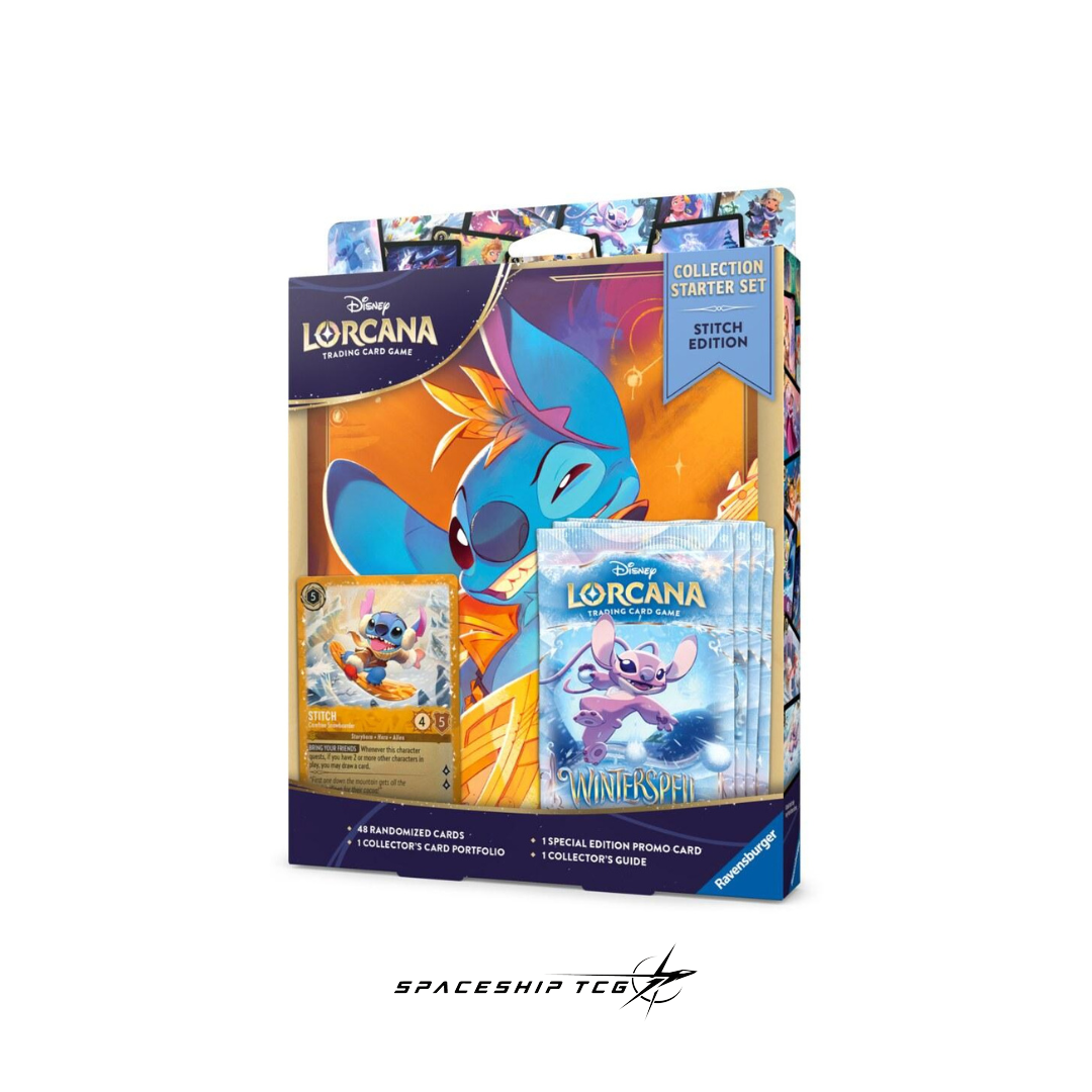 Disney Lorcana Winterspell Collection Starter with Stitch album and exclusive promotional card