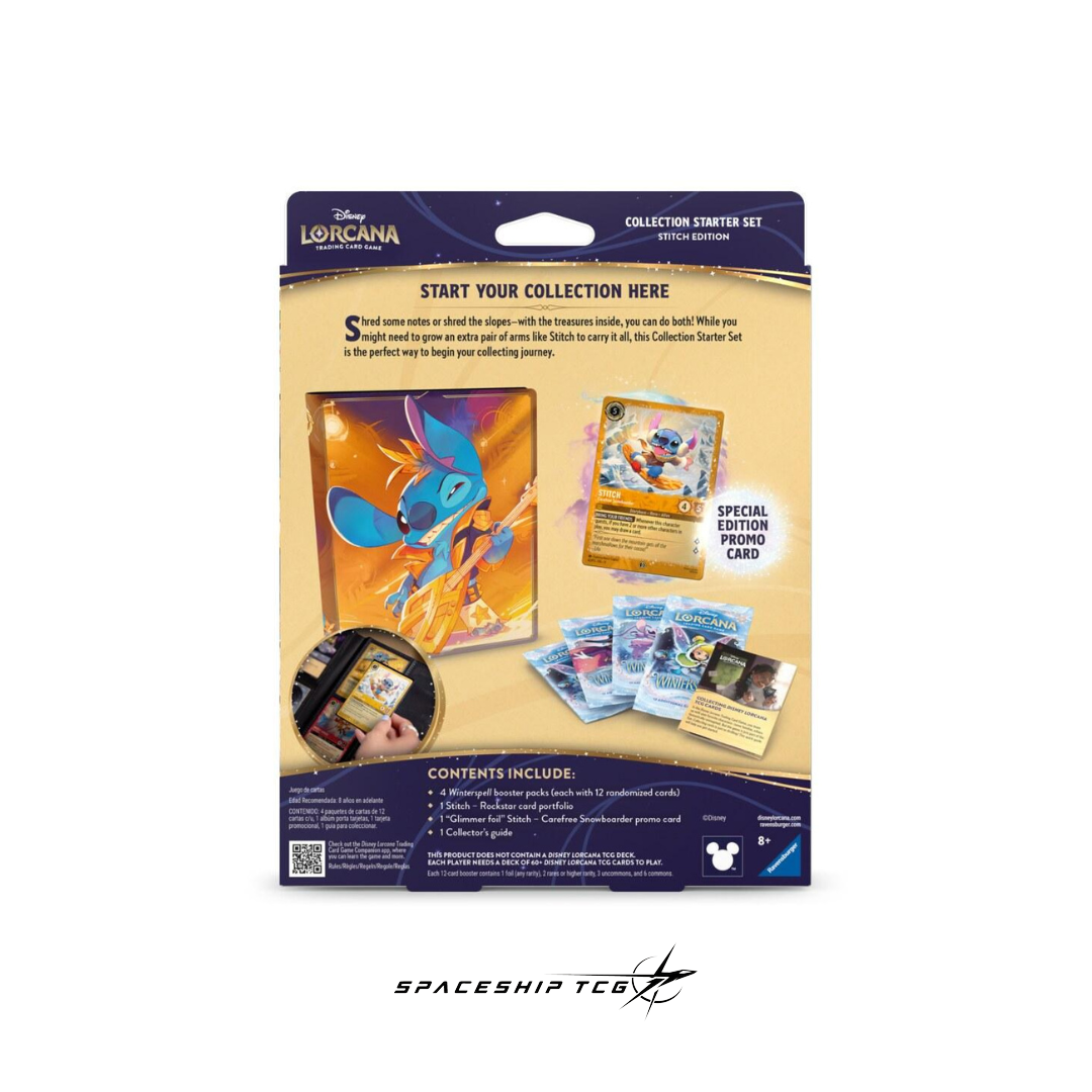 Disney Lorcana Winterspell Collection Starter with Stitch album and exclusive promotional card