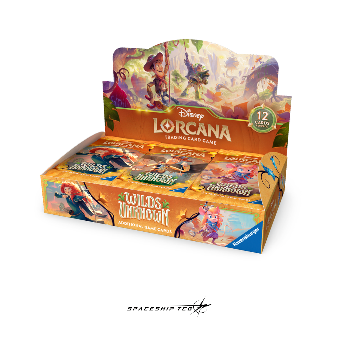 Disney Lorcana Wilds Unknown Booster Display - 24 sealed booster packs with rare and foil cards - Box Front