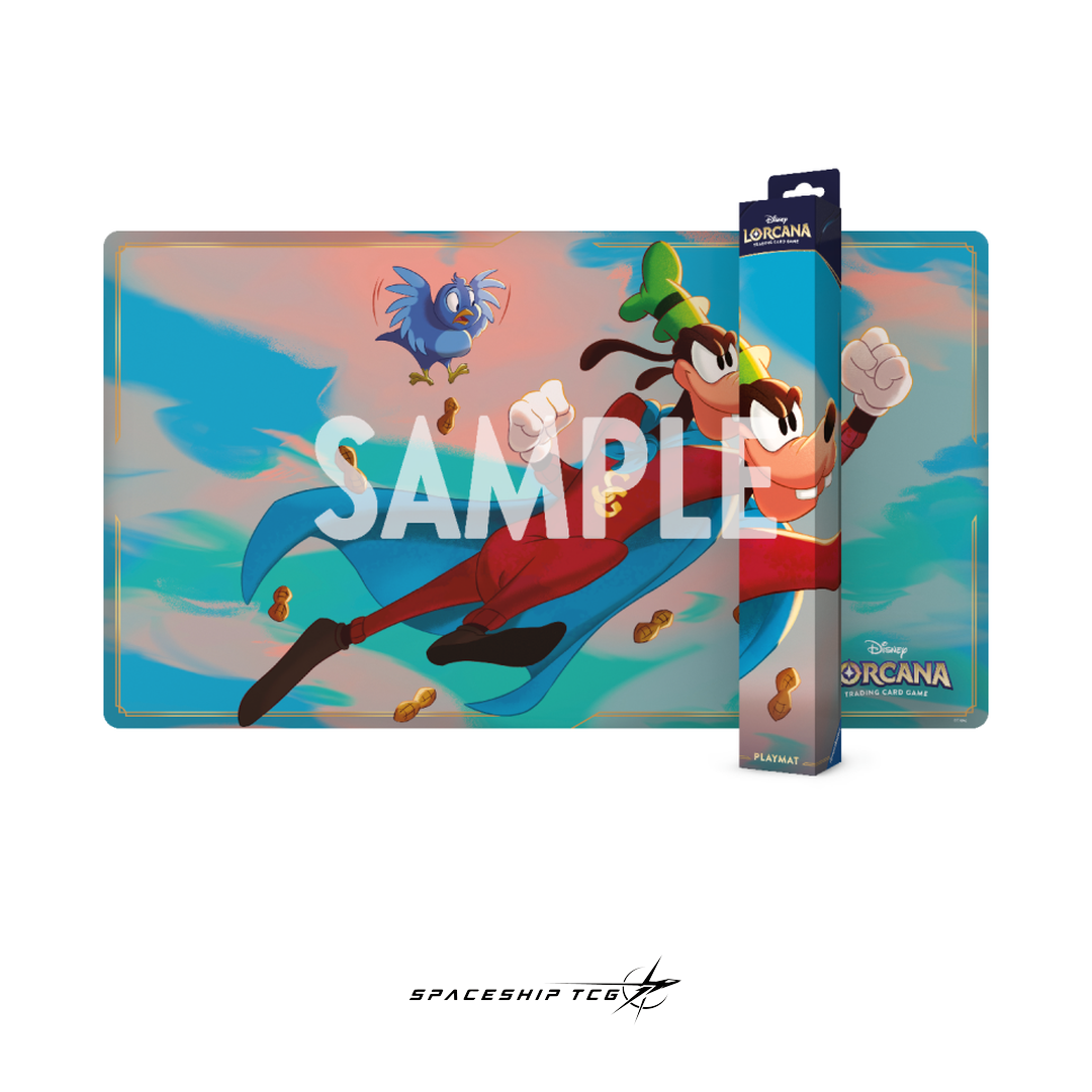 Disney Lorcana Wilds Unknown Goofy Playmat - Official card game play surface with non-slip backing - Box Front