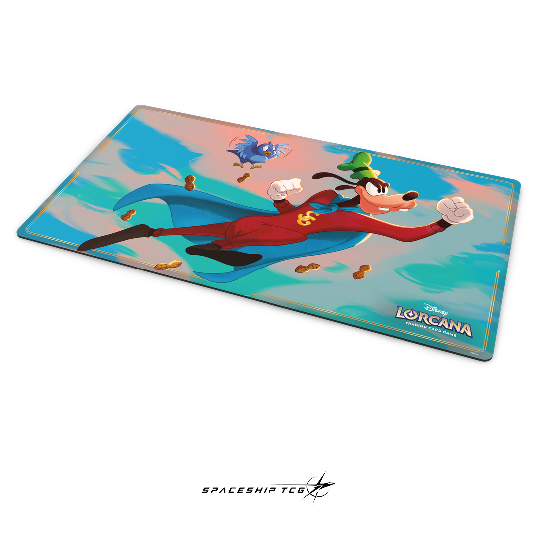 Disney Lorcana Wilds Unknown Goofy Playmat - Official card game play surface with non-slip backing - Contents
