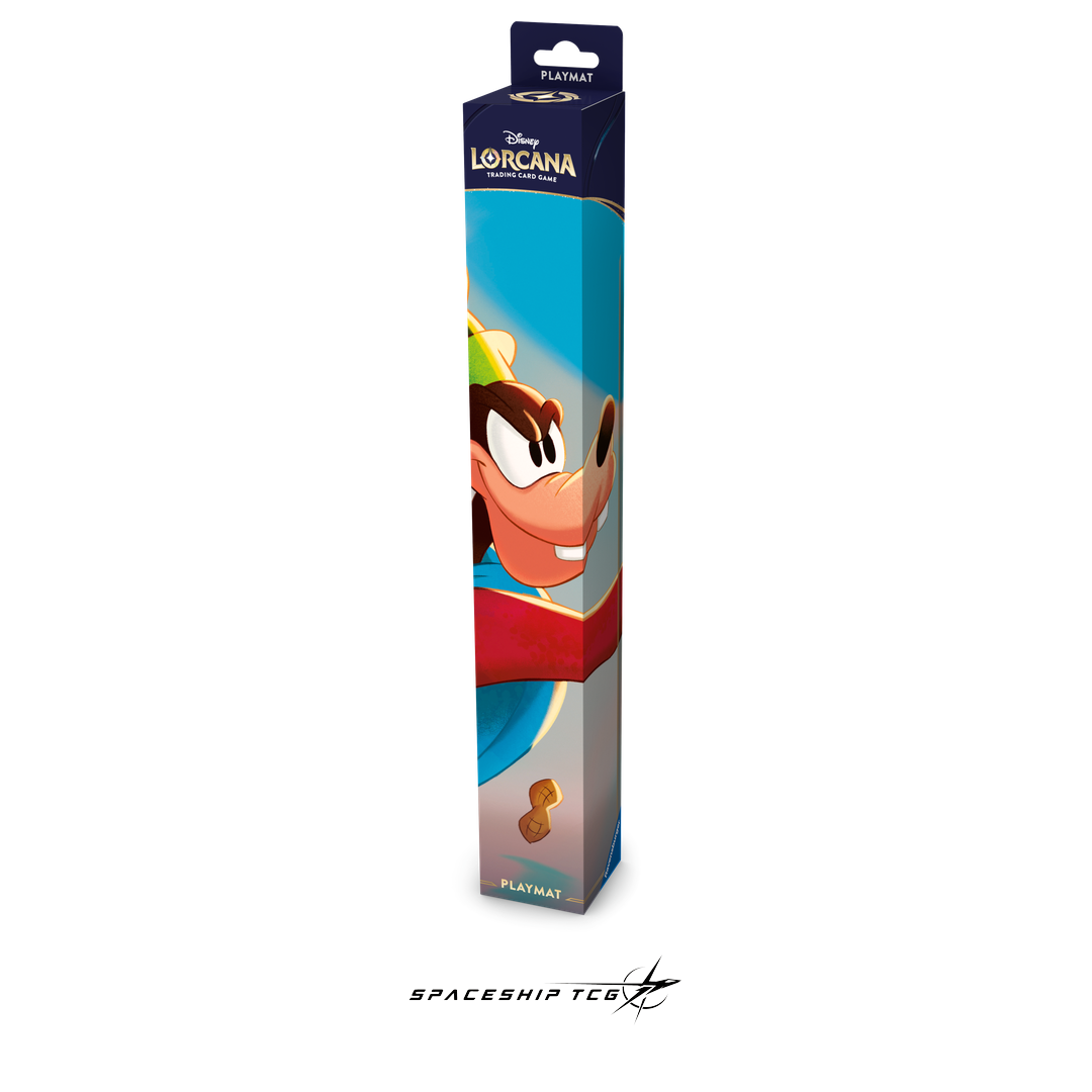 Disney Lorcana Wilds Unknown Goofy Playmat - Official card game play surface with non-slip backing - Detail View
