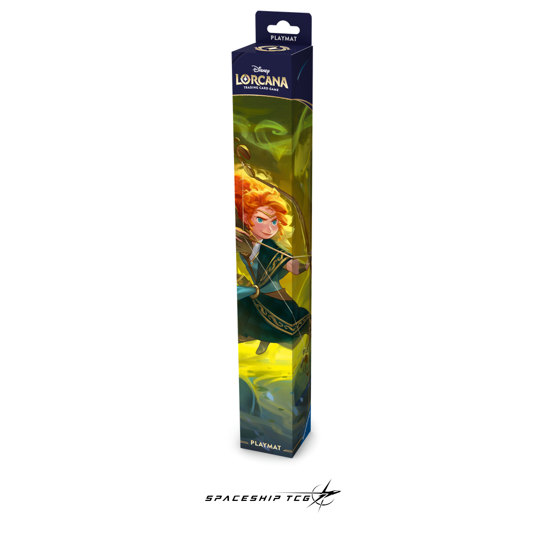 Disney Lorcana Wilds Unknown Merida Playmat - Official card game play surface featuring brave princess artwork - Detail View
