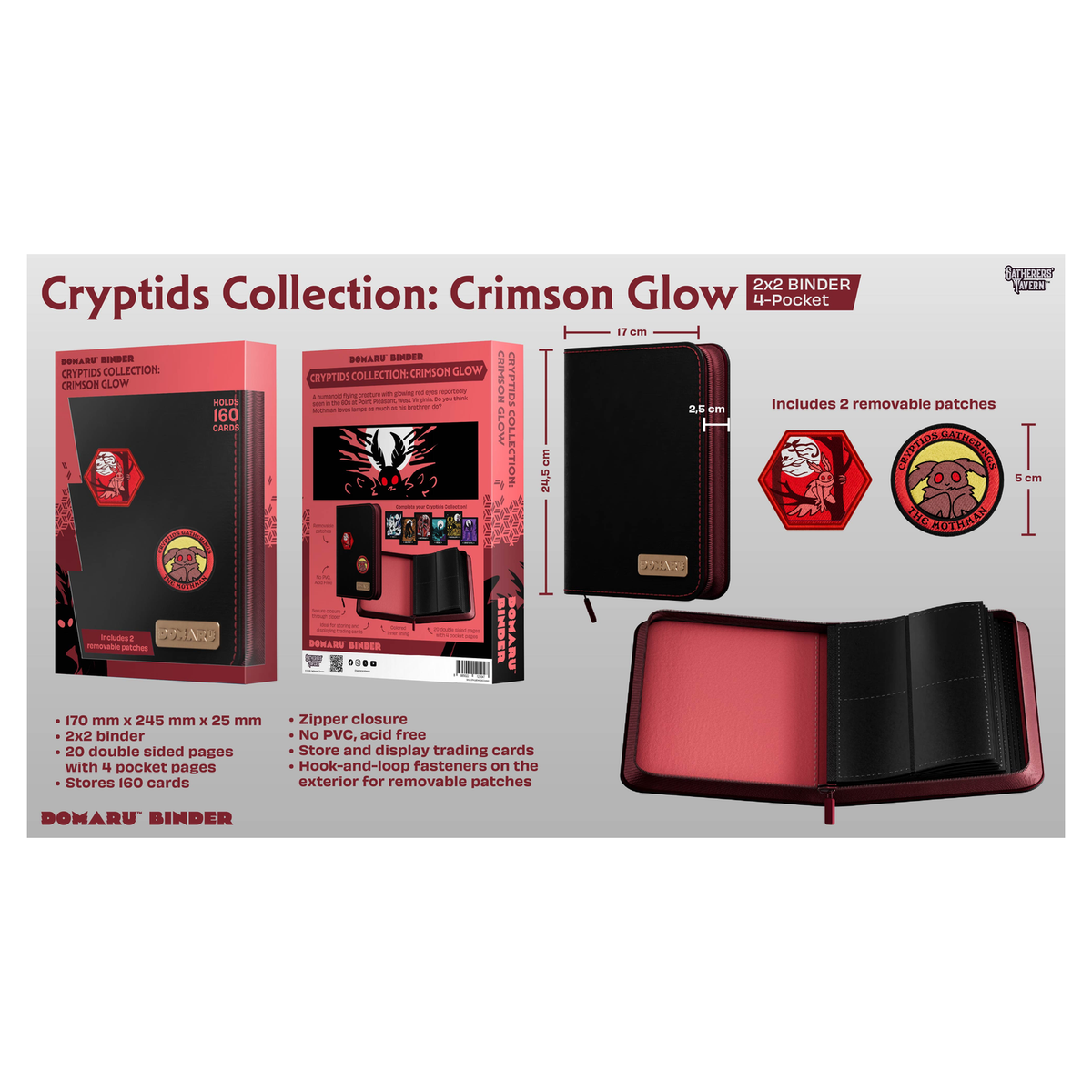 DOMARU 4-Pocket Binder Cryptids Collection by Gatherers' Tavern with removable patch fasteners - Crimson Glow - imagen 6