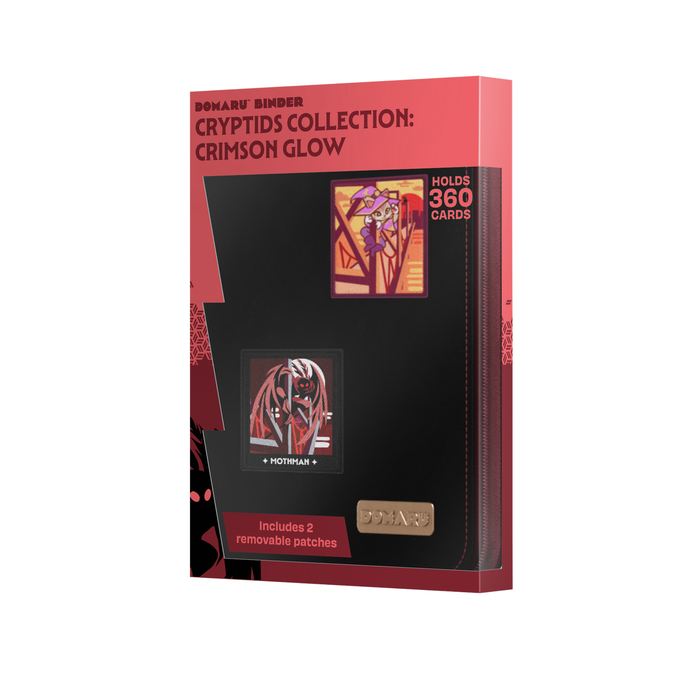 Modular 9-pocket binder with removable patch fasteners from Gatherers' Tavern's Cryptids Collection featuring - Crimson Glow