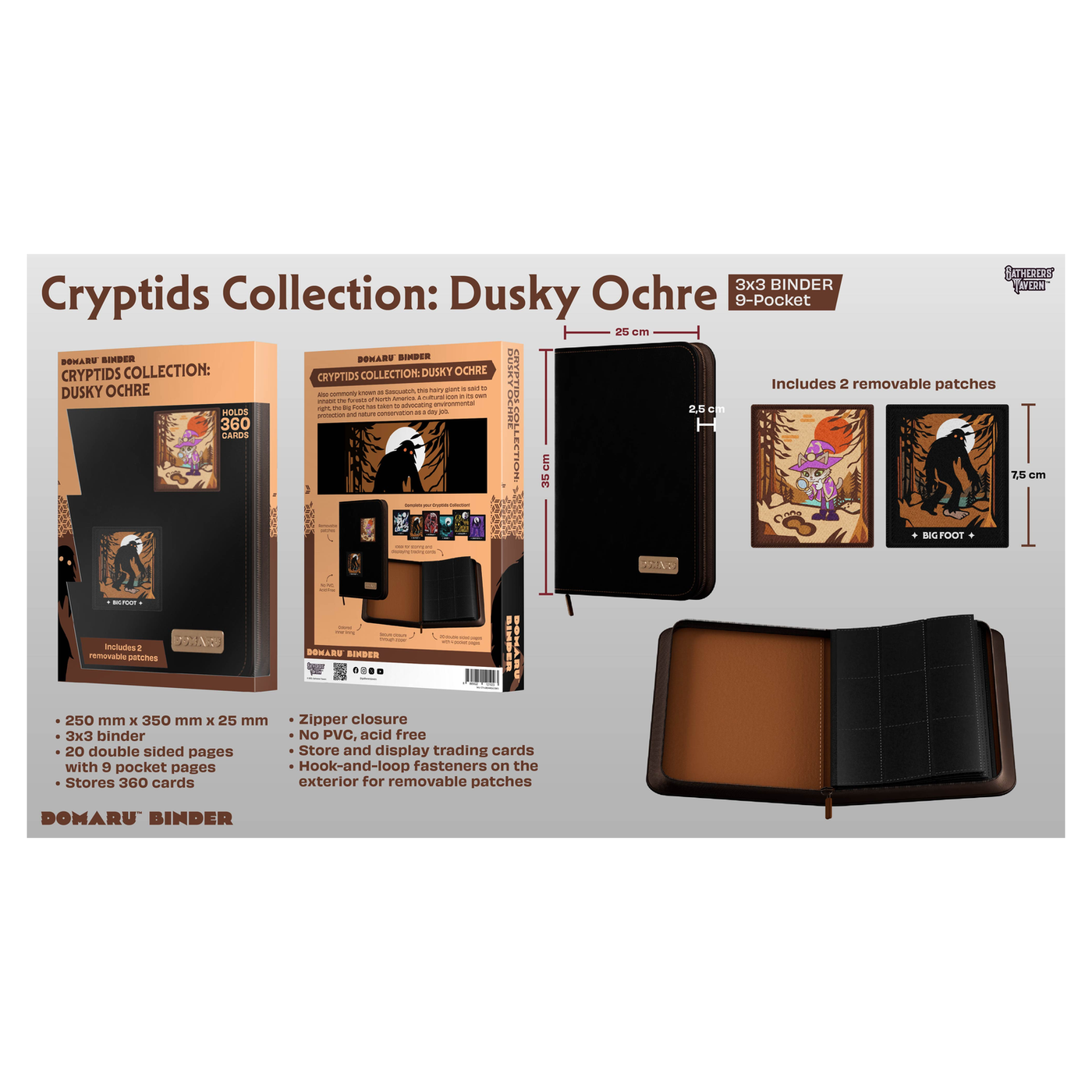 Modular 9-pocket binder with removable patch fasteners from Gatherers' Tavern's Cryptids Collection - Dusky Ochre - imagen 12