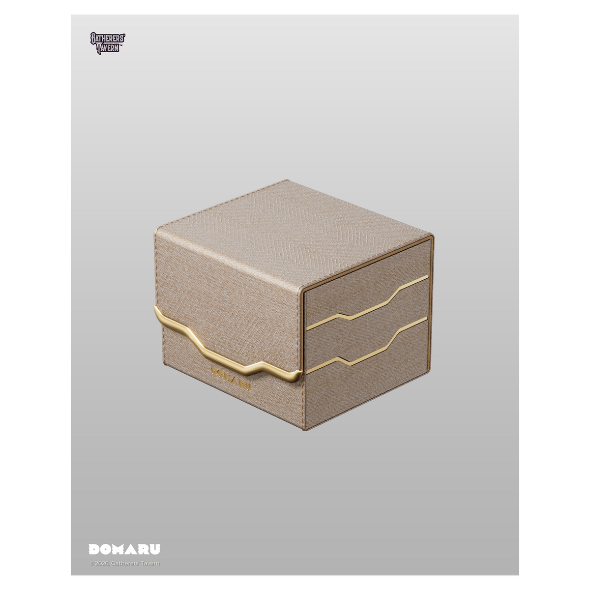 DOMARU Armory Horizon 100+ deck box with textured exterior, metallic accents, and magnetic closure - Alabaster
