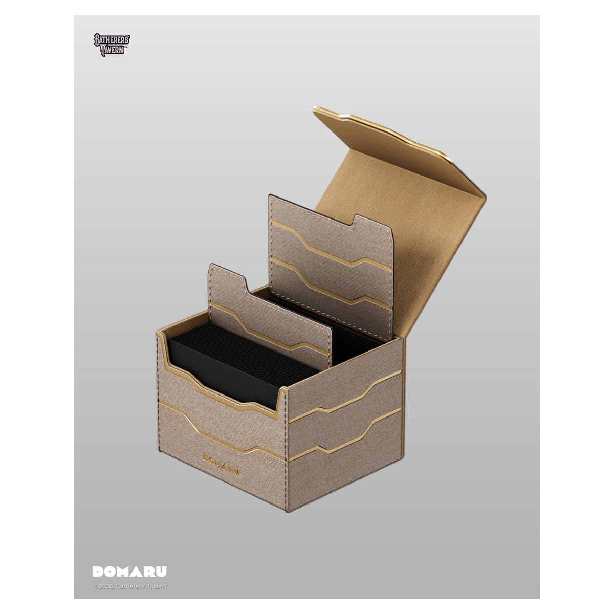 DOMARU Armory Horizon 100+ deck box with textured exterior, metallic accents, and magnetic closure - Alabaster - imagen 2