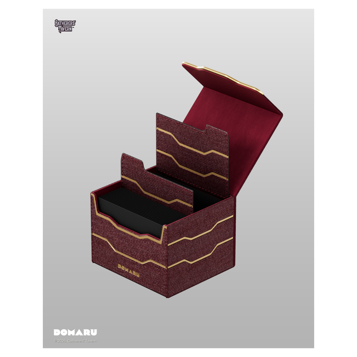 DOMARU Armory Horizon 100+ deck box with textured exterior, metallic accents, and magnetic closure - Carnelian - imagen 5