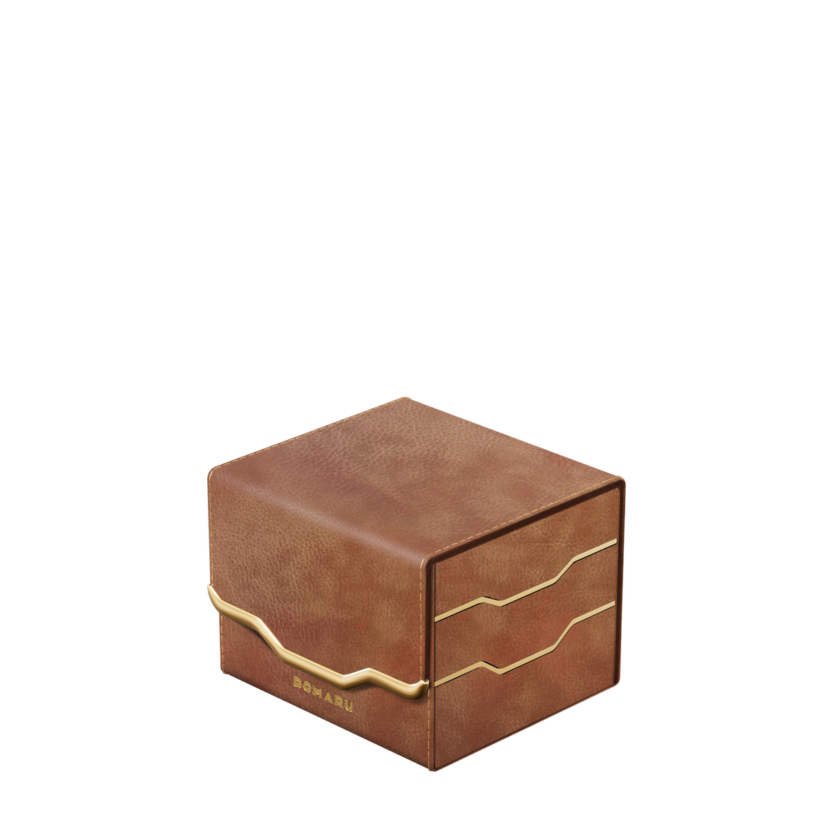 DOMARU Armory Horizon 100+ deck box with textured exterior, metallic accents, and magnetic closure - Chestnut - imagen 7