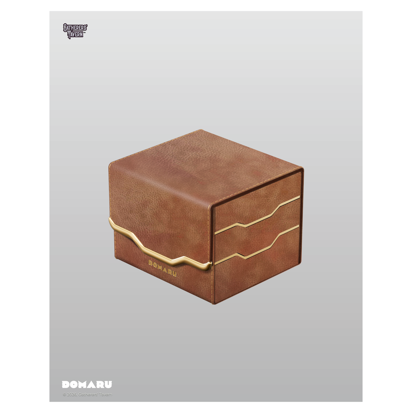 DOMARU Armory Horizon 100+ deck box with textured exterior, metallic accents, and magnetic closure - Chestnut - imagen 9
