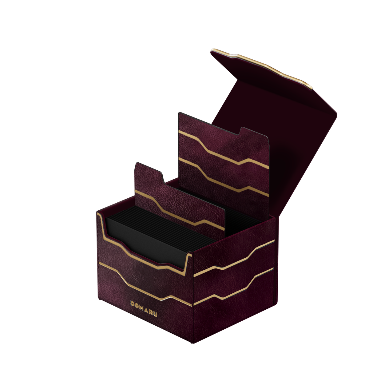DOMARU Armory Horizon 100+ deck box with textured exterior, metallic accents, and magnetic closure - Ember - imagen 11