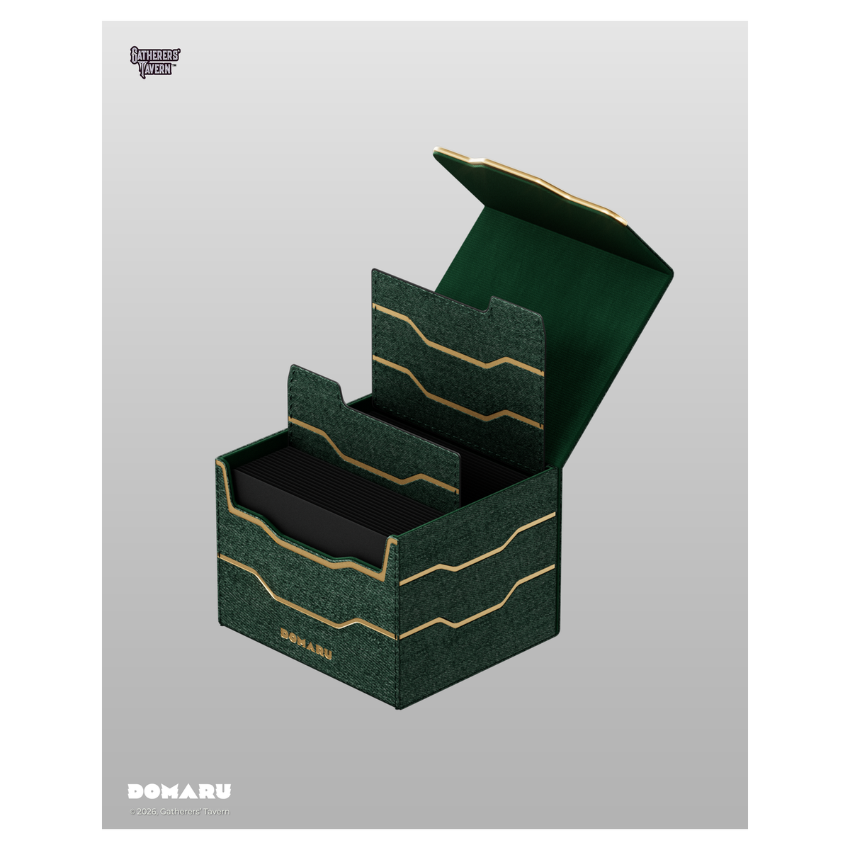 DOMARU Armory Horizon 100+ deck box with textured exterior, metallic accents, and magnetic closure - Malachite - imagen 20
