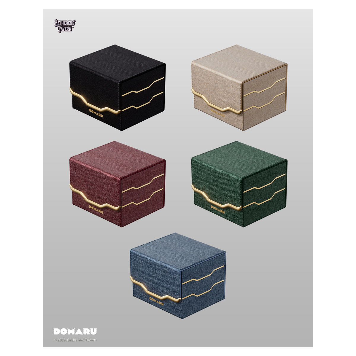 DOMARU Armory Horizon 100+ deck box with textured exterior, metallic accents, and magnetic closure - Obsidian - imagen 24