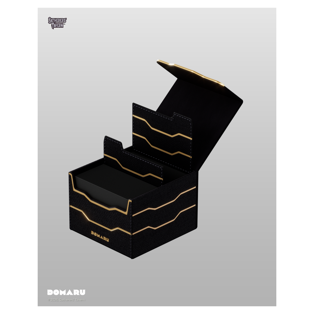 DOMARU Armory Horizon 133+ deck box in Alabaster with refined metallic detailing and magnetic closure - Obsidian - imagen 23