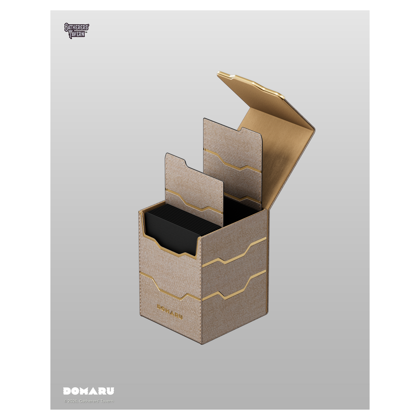DOMARU Armory Vertex 100+ deck box with magnetic closures and leather dividers - Alabaster - imagen 2