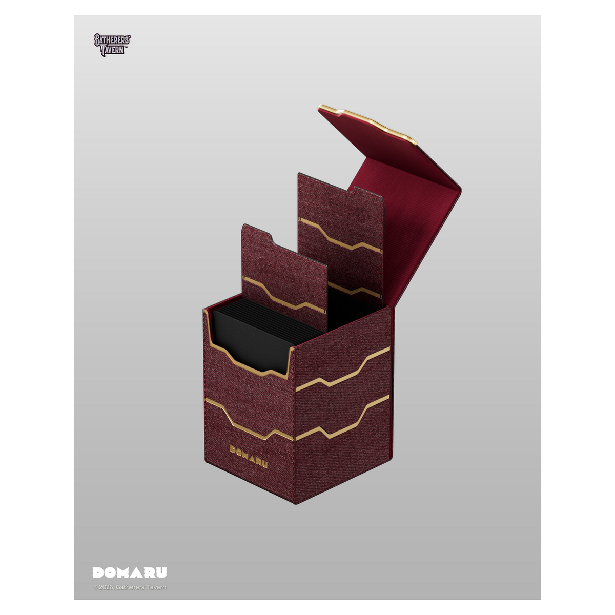 DOMARU Armory Vertex 100+ deck box with magnetic closures and leather dividers - Carnelian - imagen 5