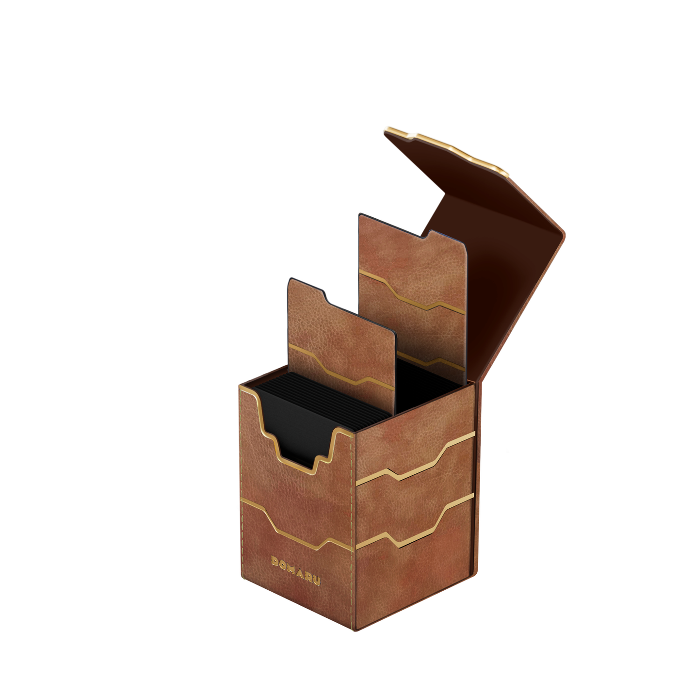 DOMARU Armory Vertex 100+ deck box with magnetic closures and leather dividers - Chestnut - imagen 8