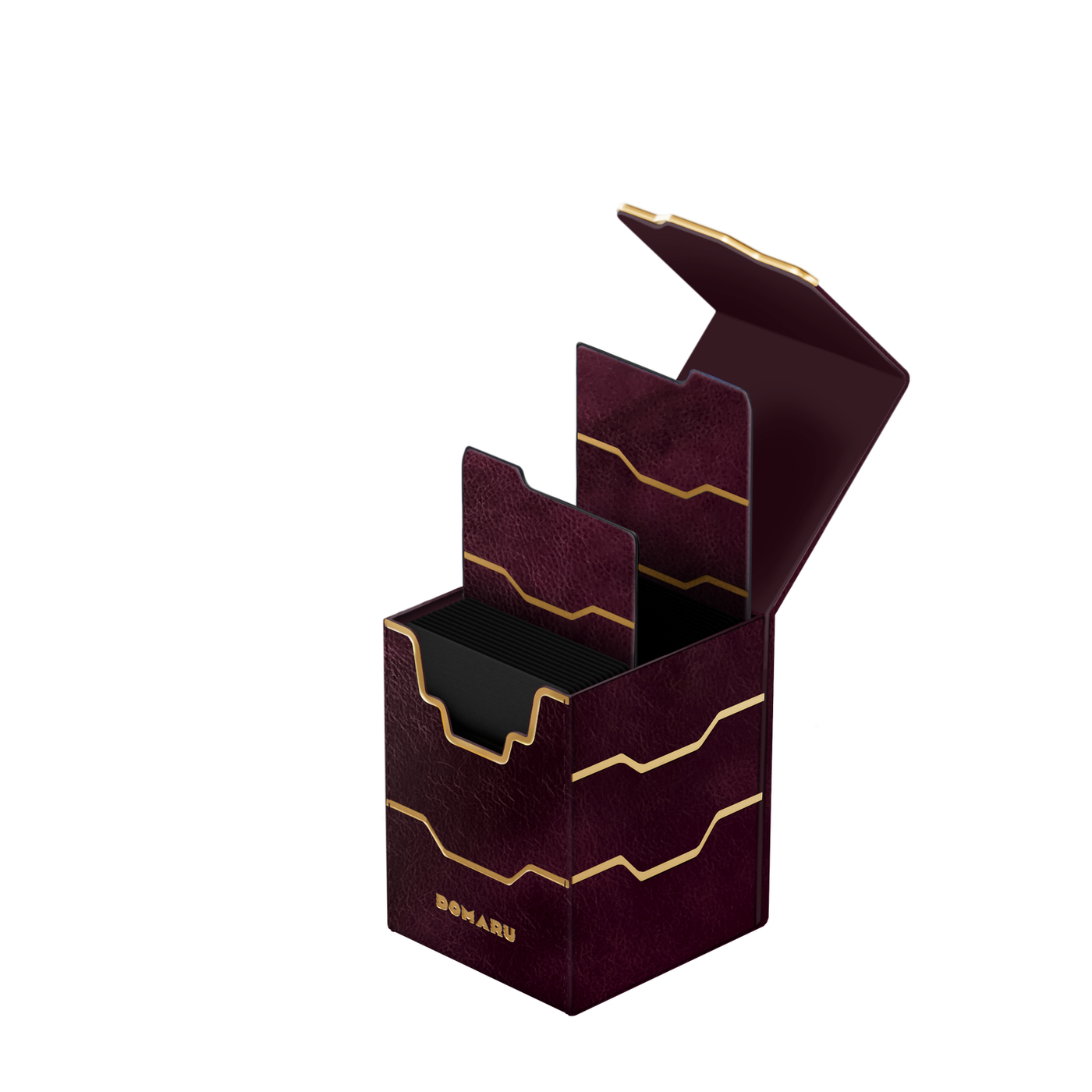 DOMARU Armory Vertex 100+ deck box with magnetic closures and leather dividers - Ember - imagen 11