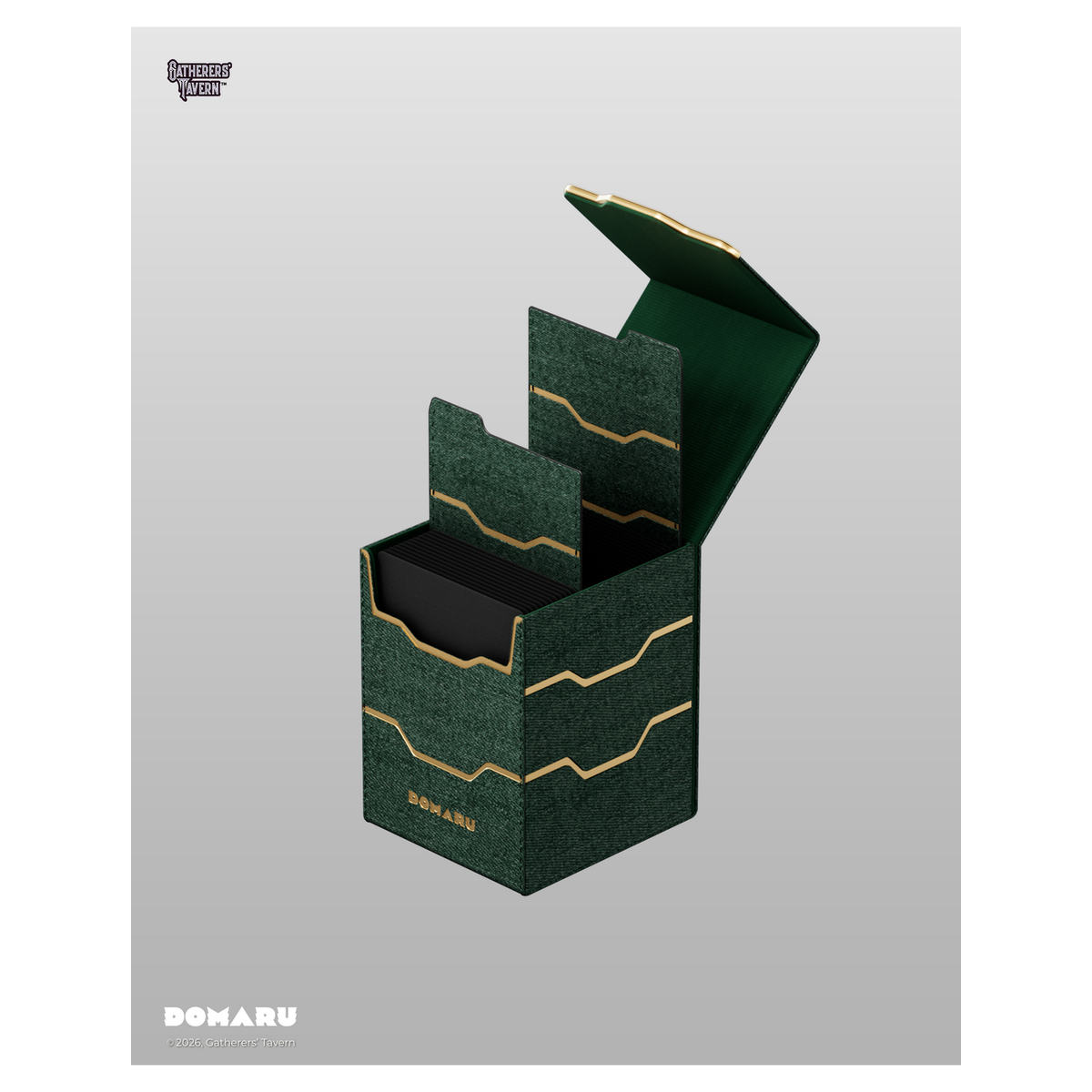 DOMARU Armory Vertex 100+ deck box with magnetic closures and leather dividers - Malachite - imagen 20