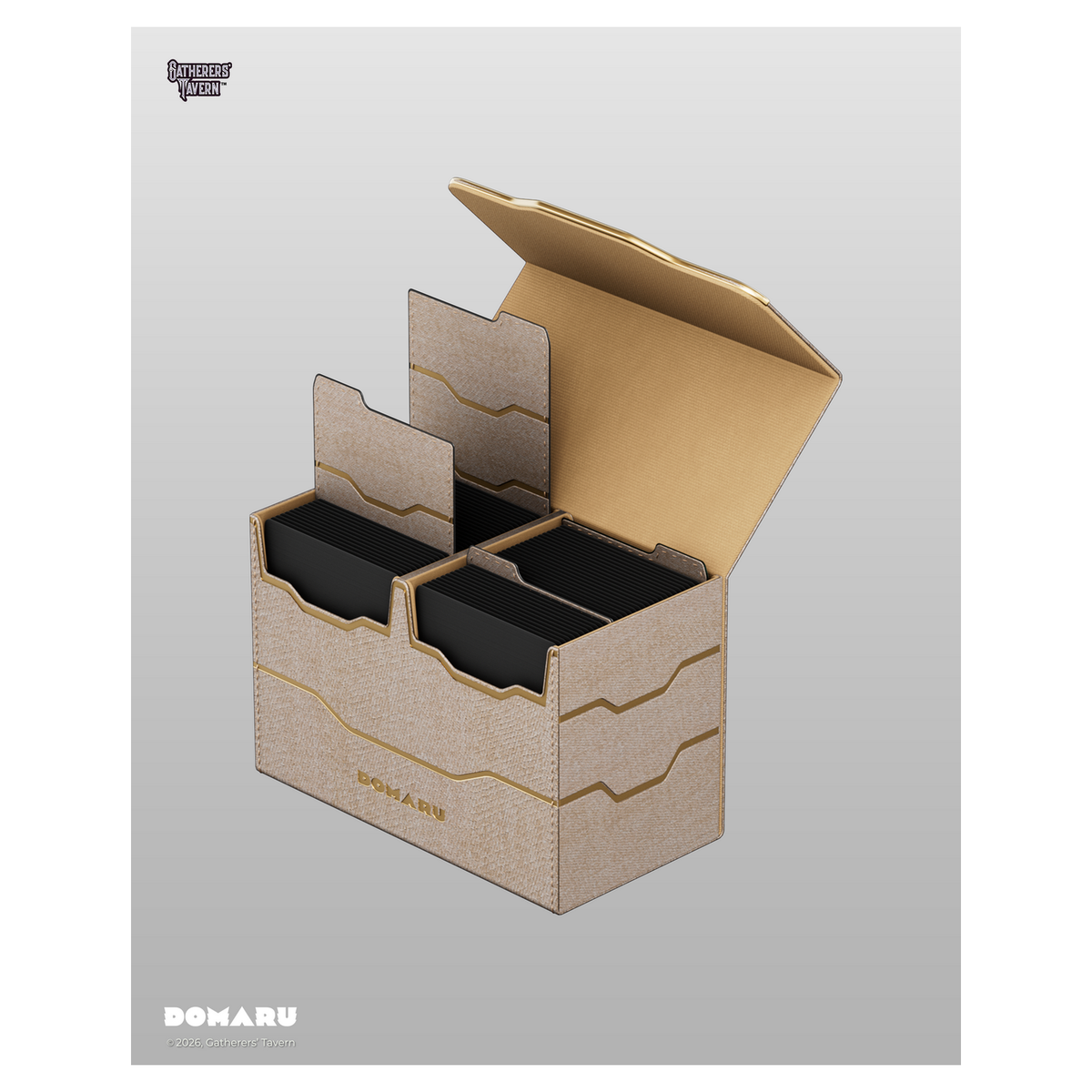 DOMARU Armory Vertex Duo 200+ premium deck box with metallic finish and magnetic closure - Alabaster - imagen 2