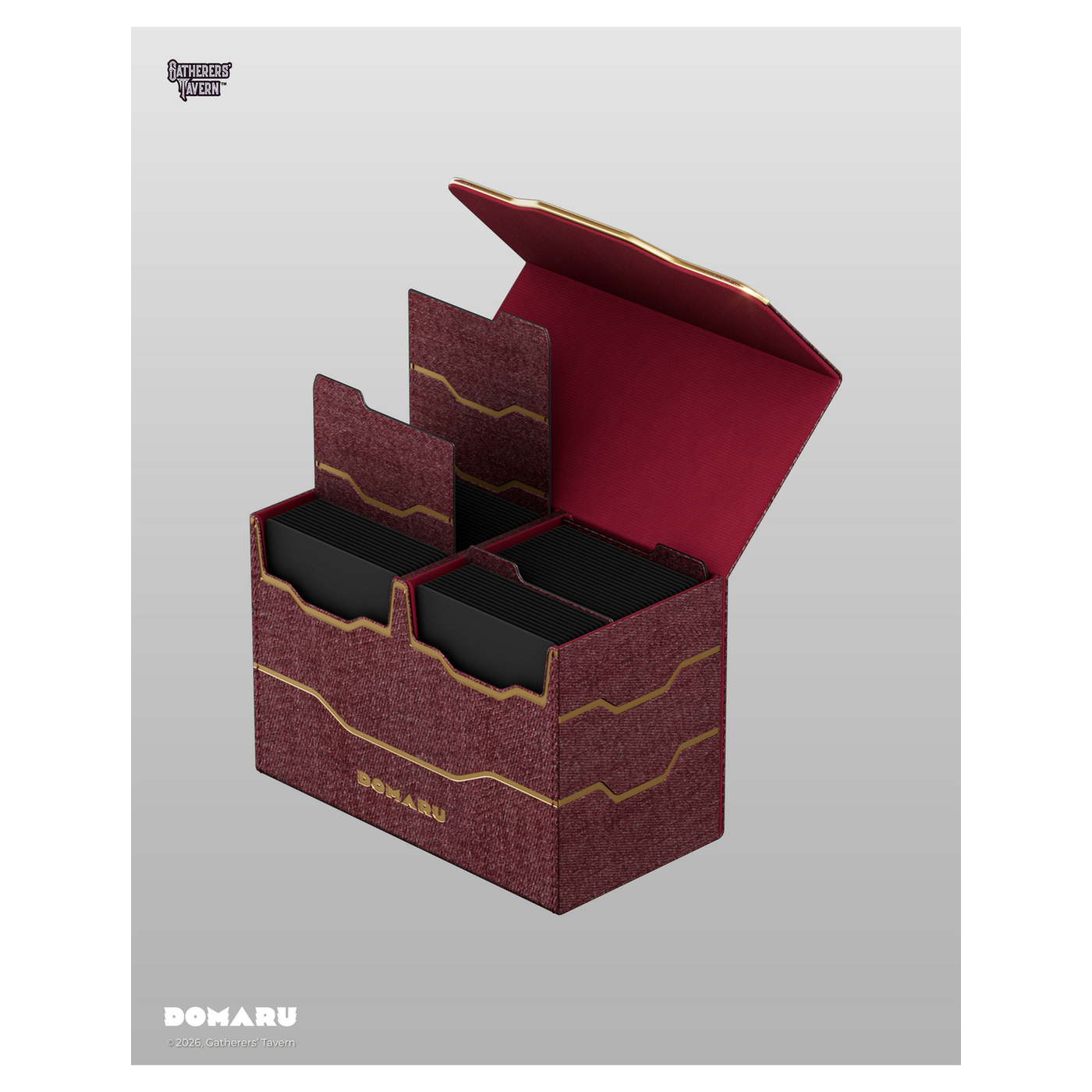 DOMARU Armory Vertex Duo 200+ premium deck box with metallic finish and magnetic closure - Carnelian - imagen 5