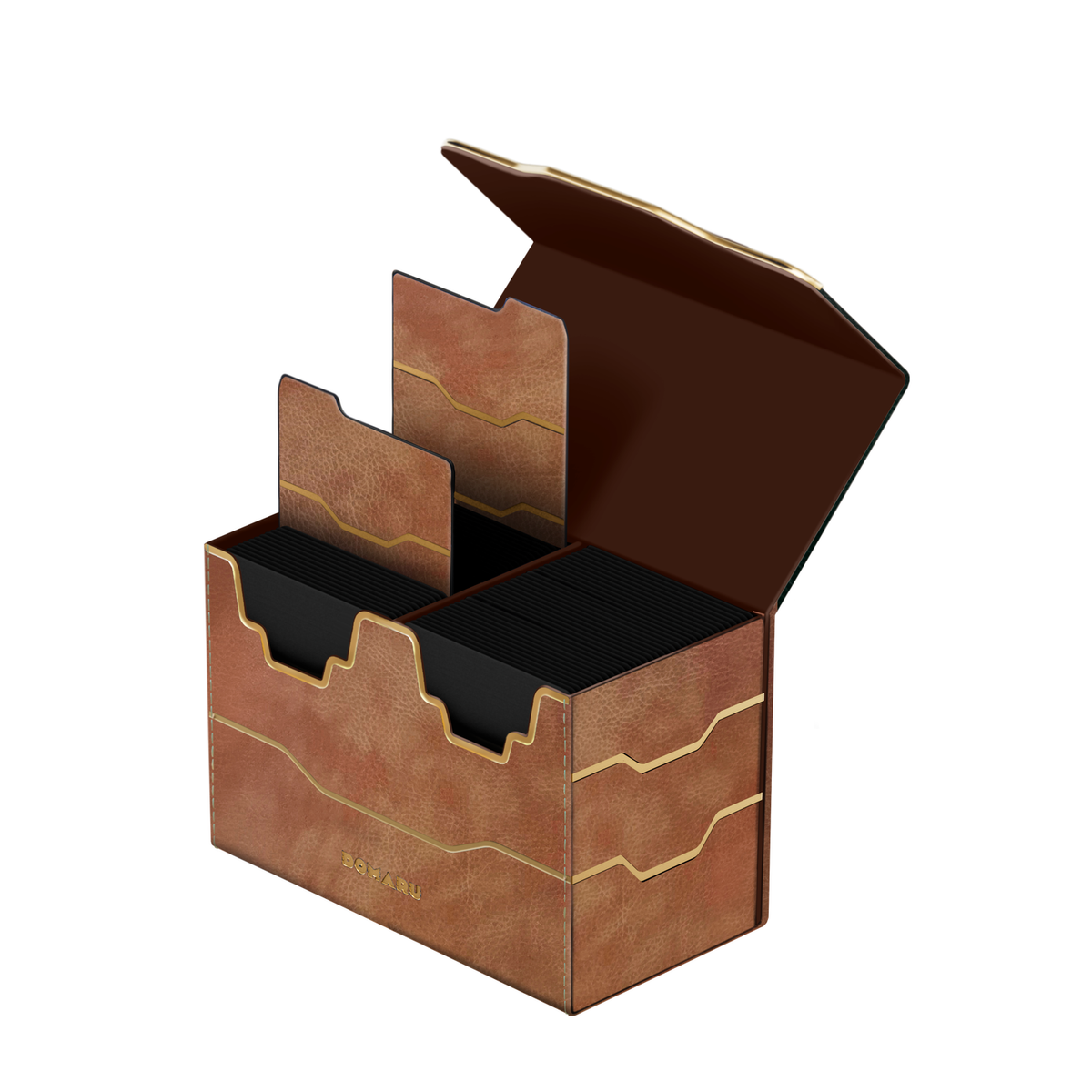 DOMARU Armory Vertex Duo 200+ premium deck box with metallic finish and magnetic closure - Chestnut - imagen 8