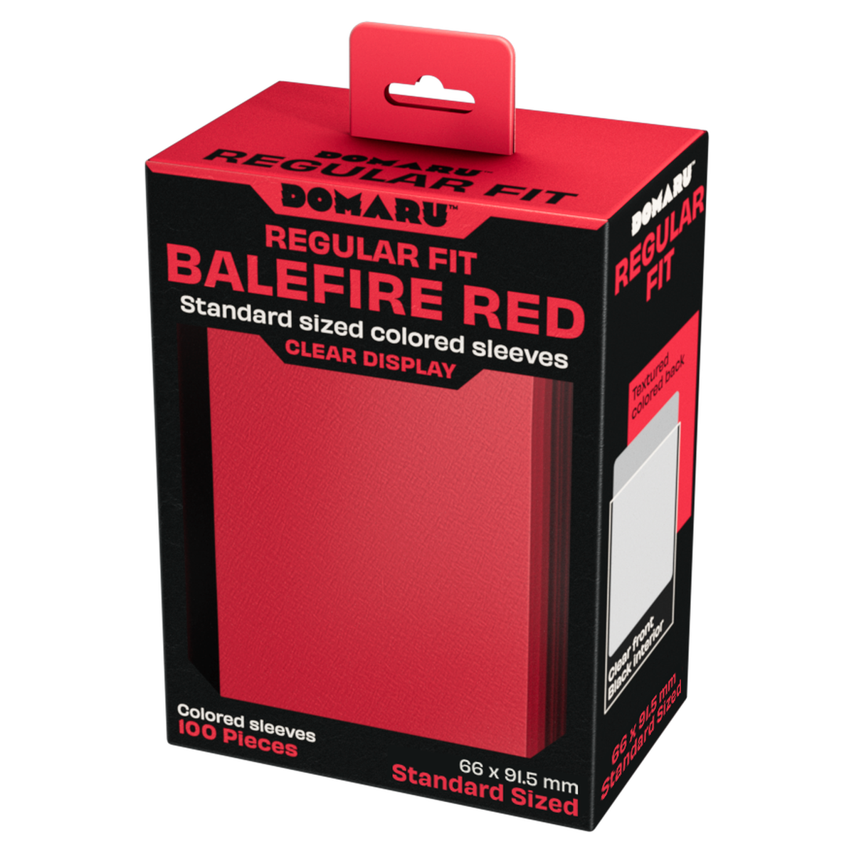 DOMARU Regular Fit standard sleeves pack of 100, available in colors including Balefire Red, Divine Yellow, an - Balefire Red