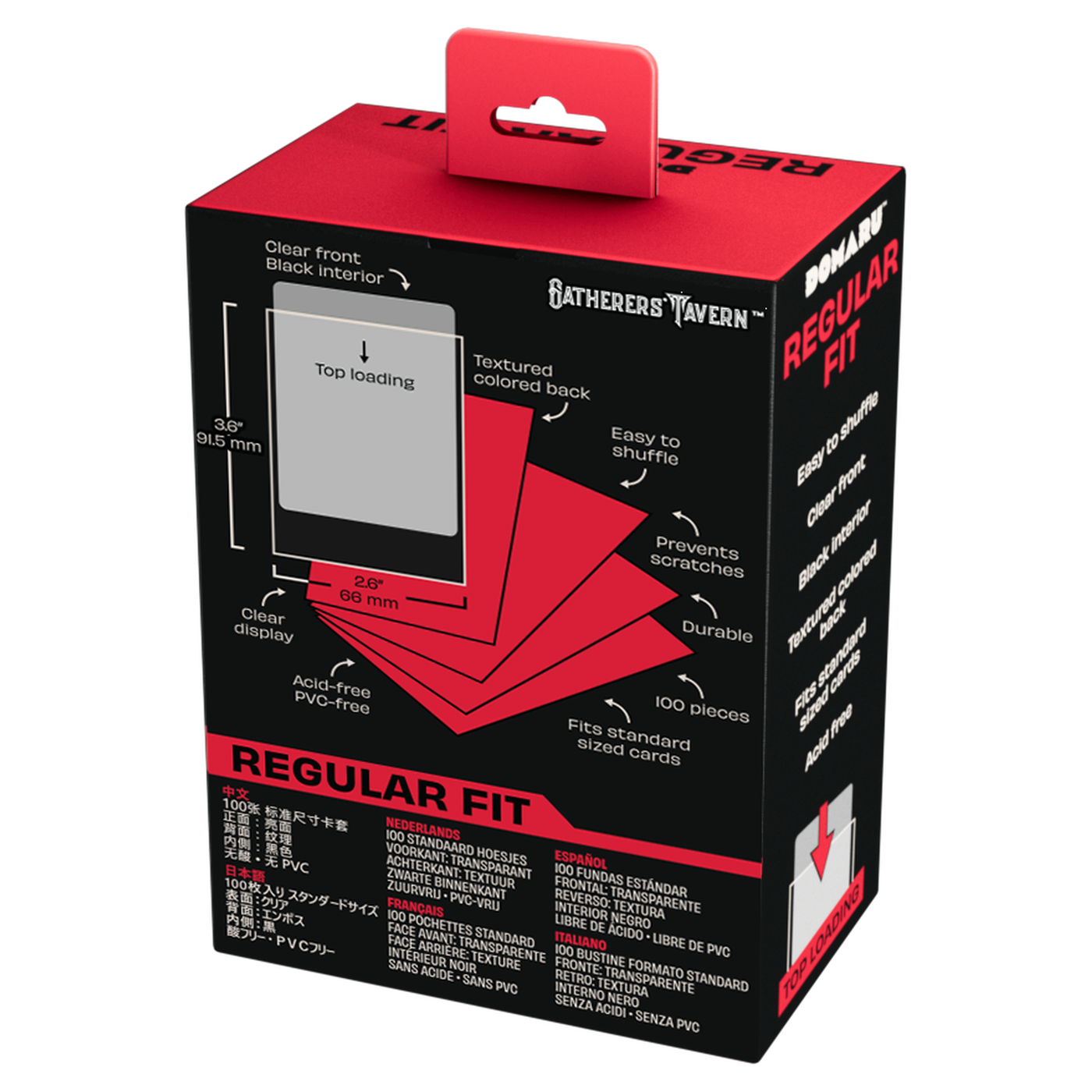 DOMARU Regular Fit standard sleeves pack of 100, available in colors including Balefire Red, Divine - Balefire Red - imagen 2