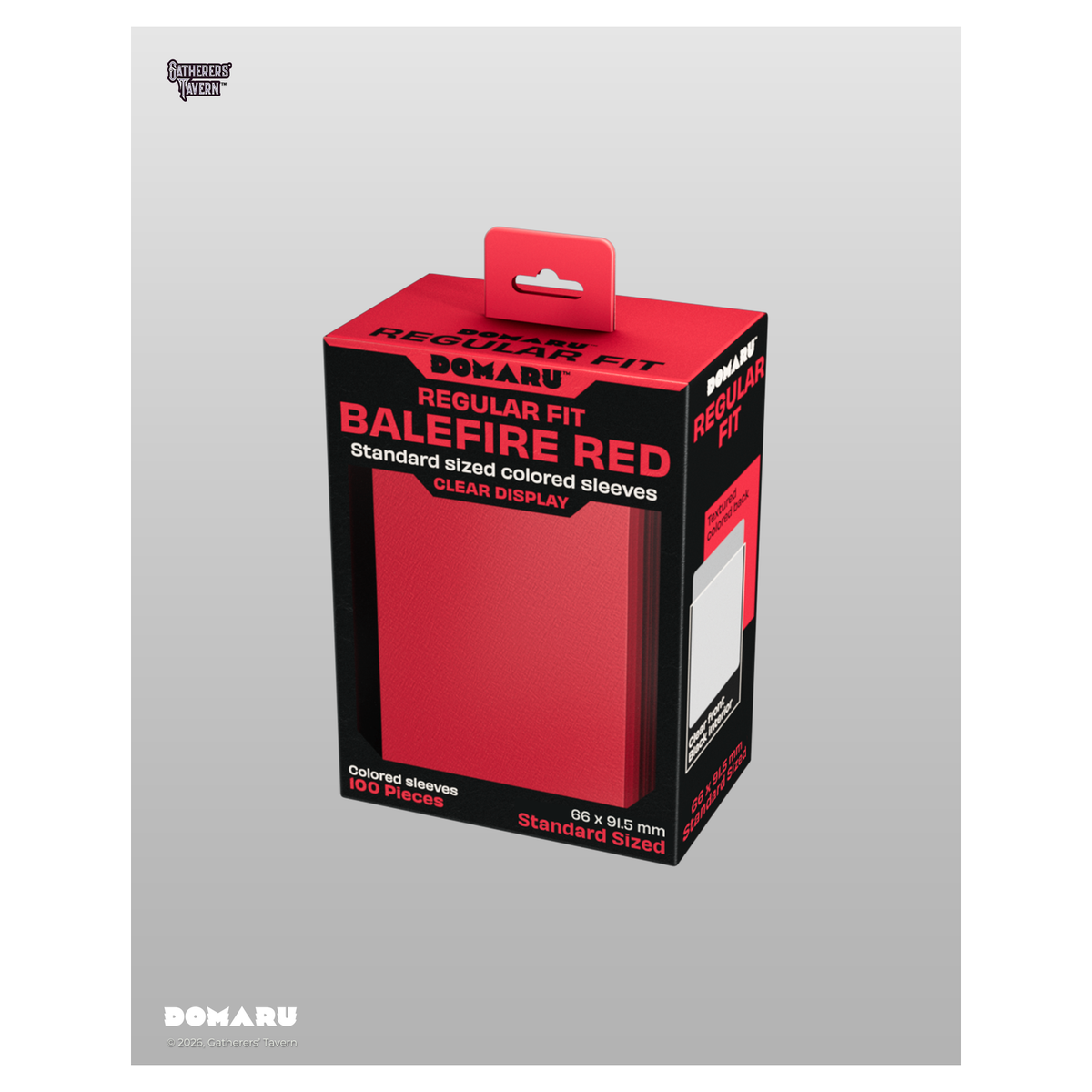 DOMARU Regular Fit standard sleeves pack of 100, available in colors including Balefire Red, Divine - Balefire Red - imagen 3