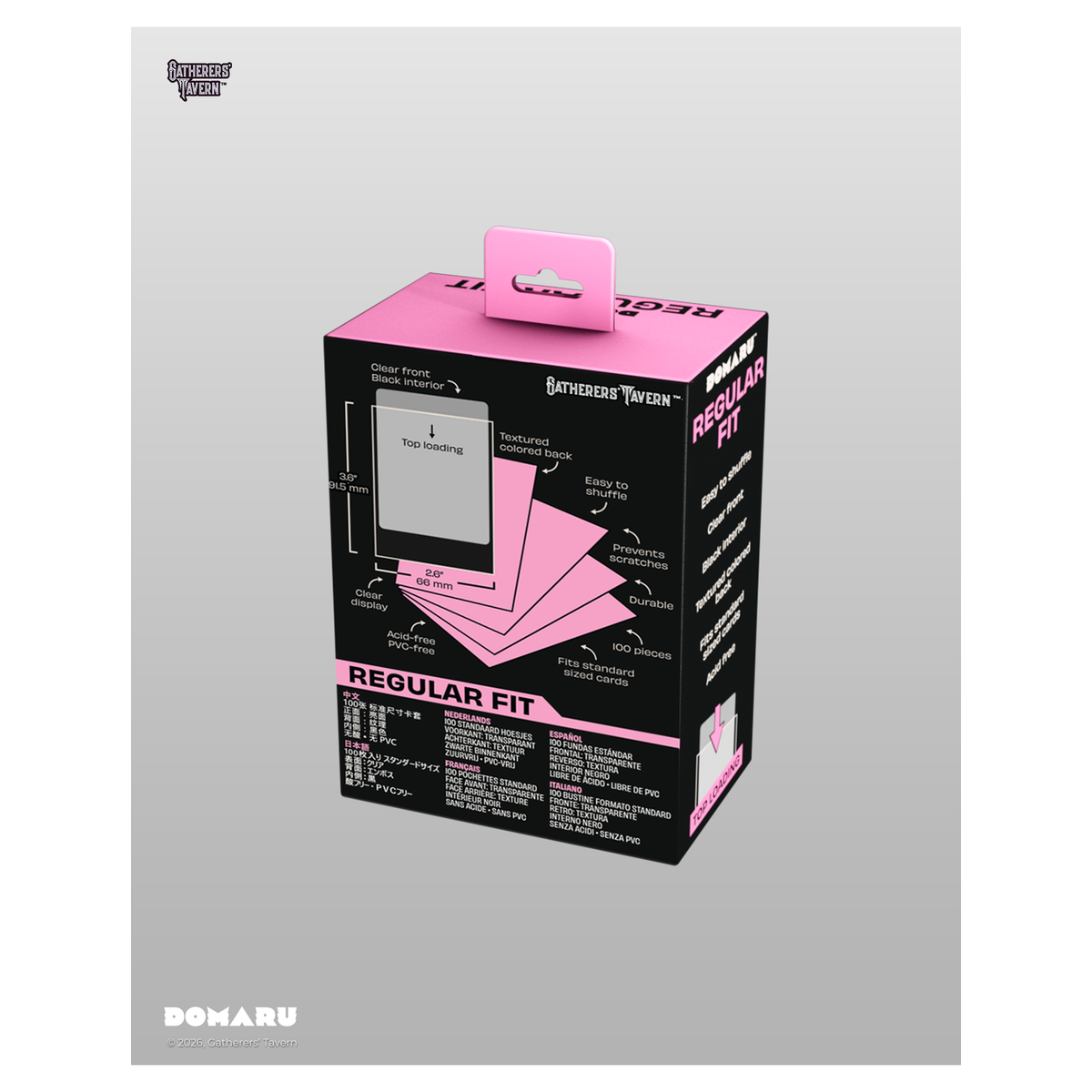 DOMARU Regular Fit standard sleeves pack of 100, available in colors including Balefire Red, Divin - Valiant Pink - imagen 82