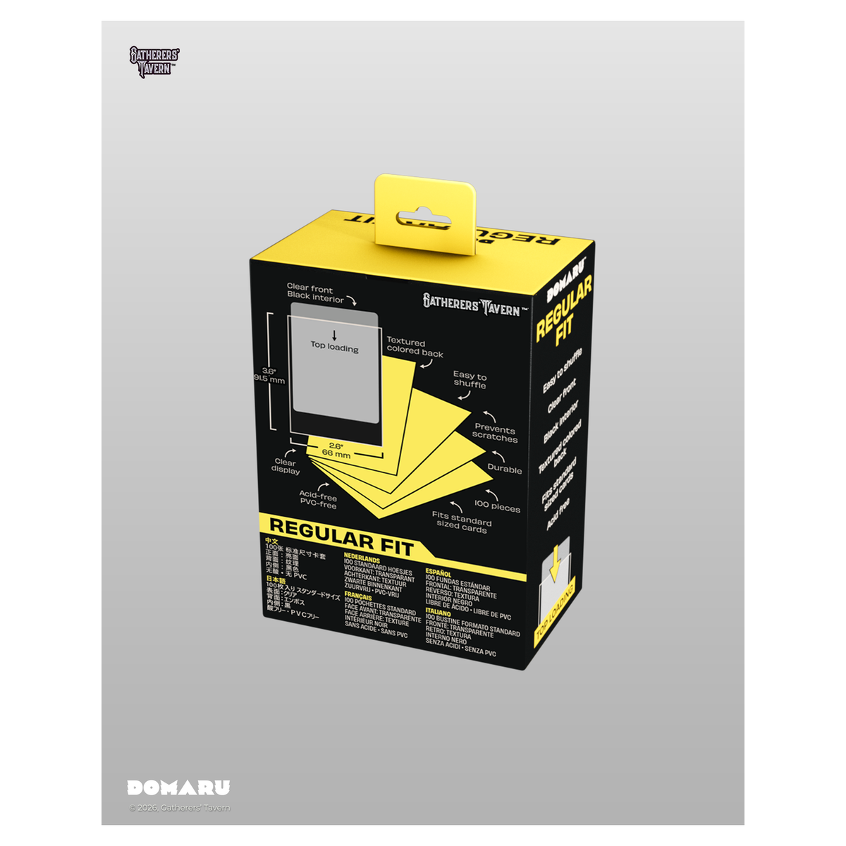 DOMARU Regular Fit standard sleeves pack of 100, available in colors including Balefire Red, Divi - Divine Yellow - imagen 10