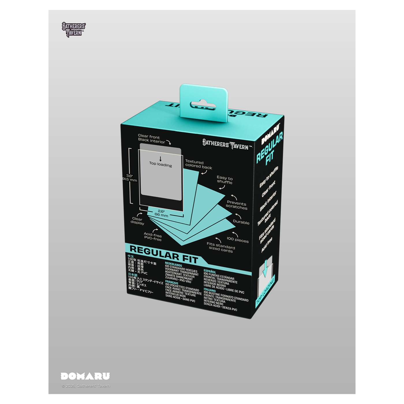 DOMARU Regular Fit standard sleeves pack of 100, available in colors including Balefire Red, Divin - Rhystic Teal - imagen 52