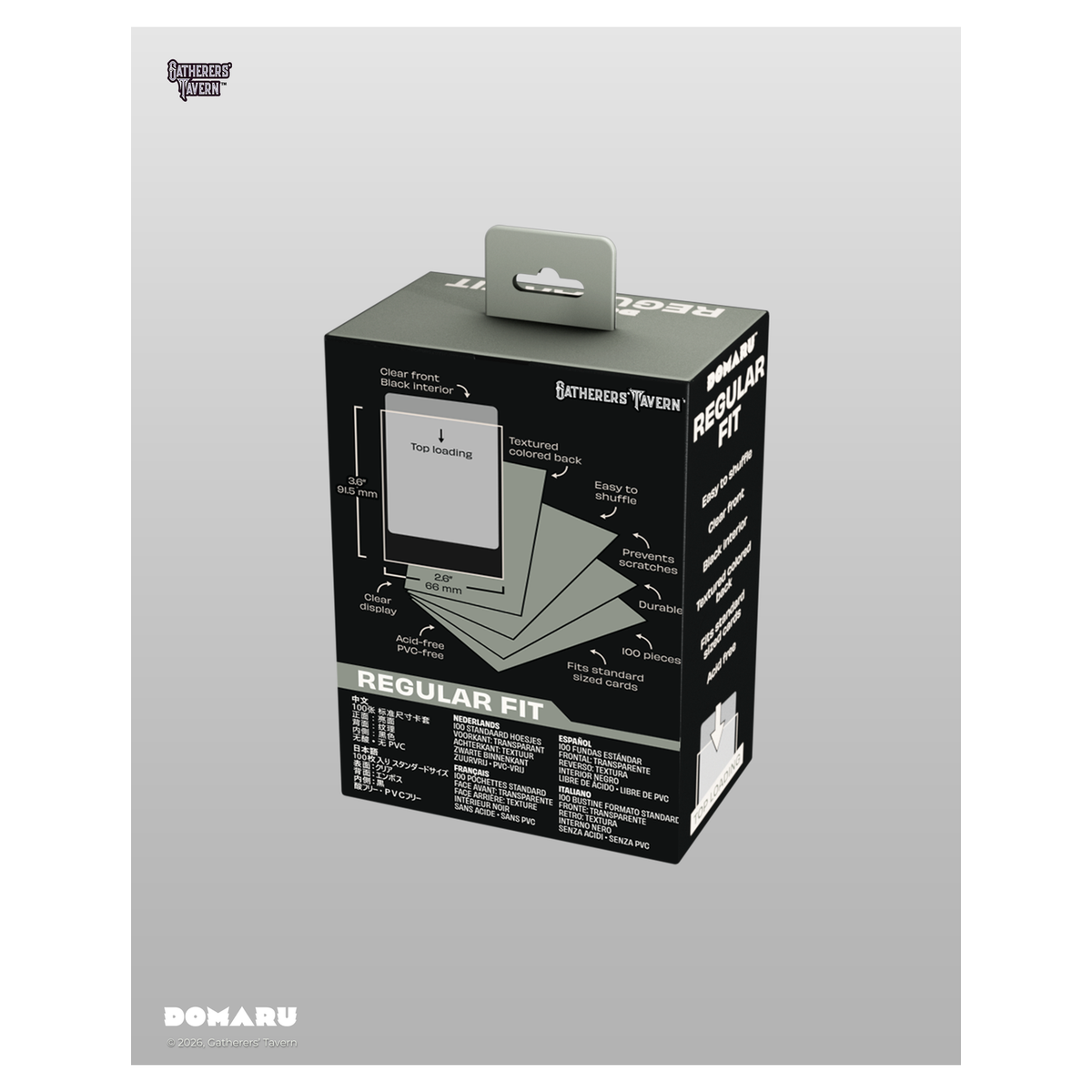 DOMARU Regular Fit standard sleeves pack of 100, available in colors including Balefire Red, Divi - Gargoyle Grey - imagen 22