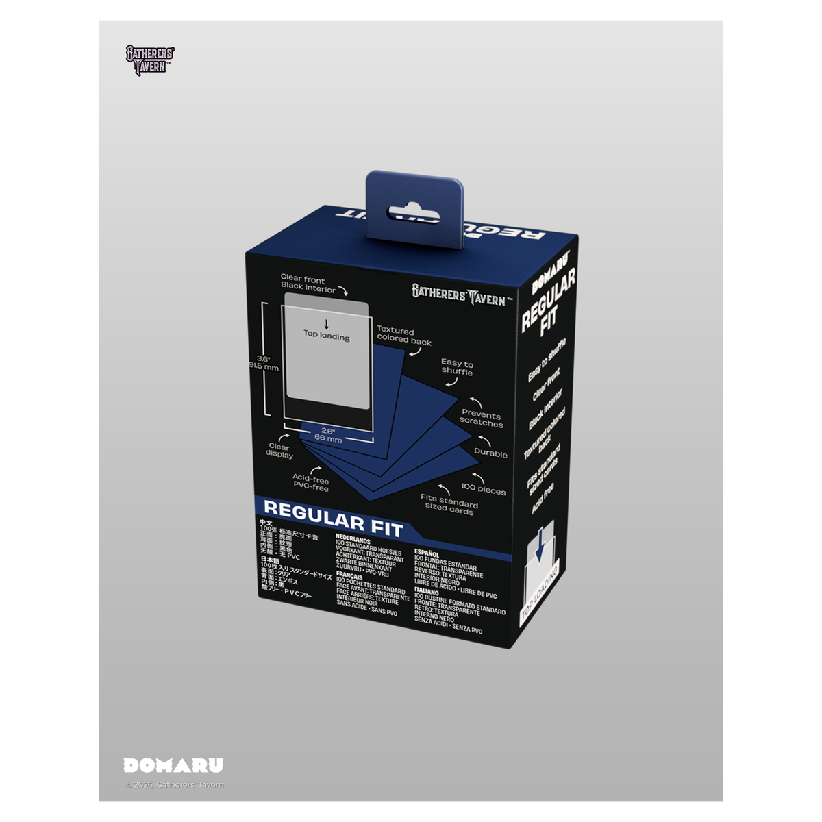 DOMARU Regular Fit standard sleeves pack of 100, available in colors including Balefire Red, Divine - Regent Blue - imagen 46