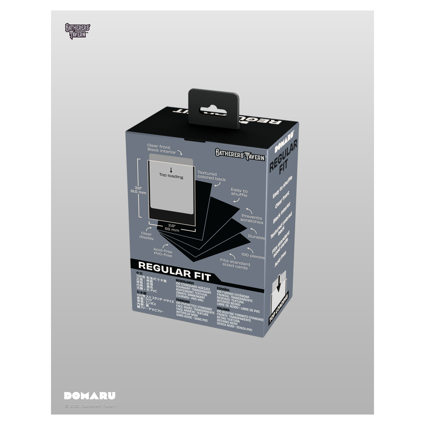 DOMARU Regular Fit standard sleeves pack of 100, available in colors including Balefire Red, Divin - Gothic Black - imagen 28