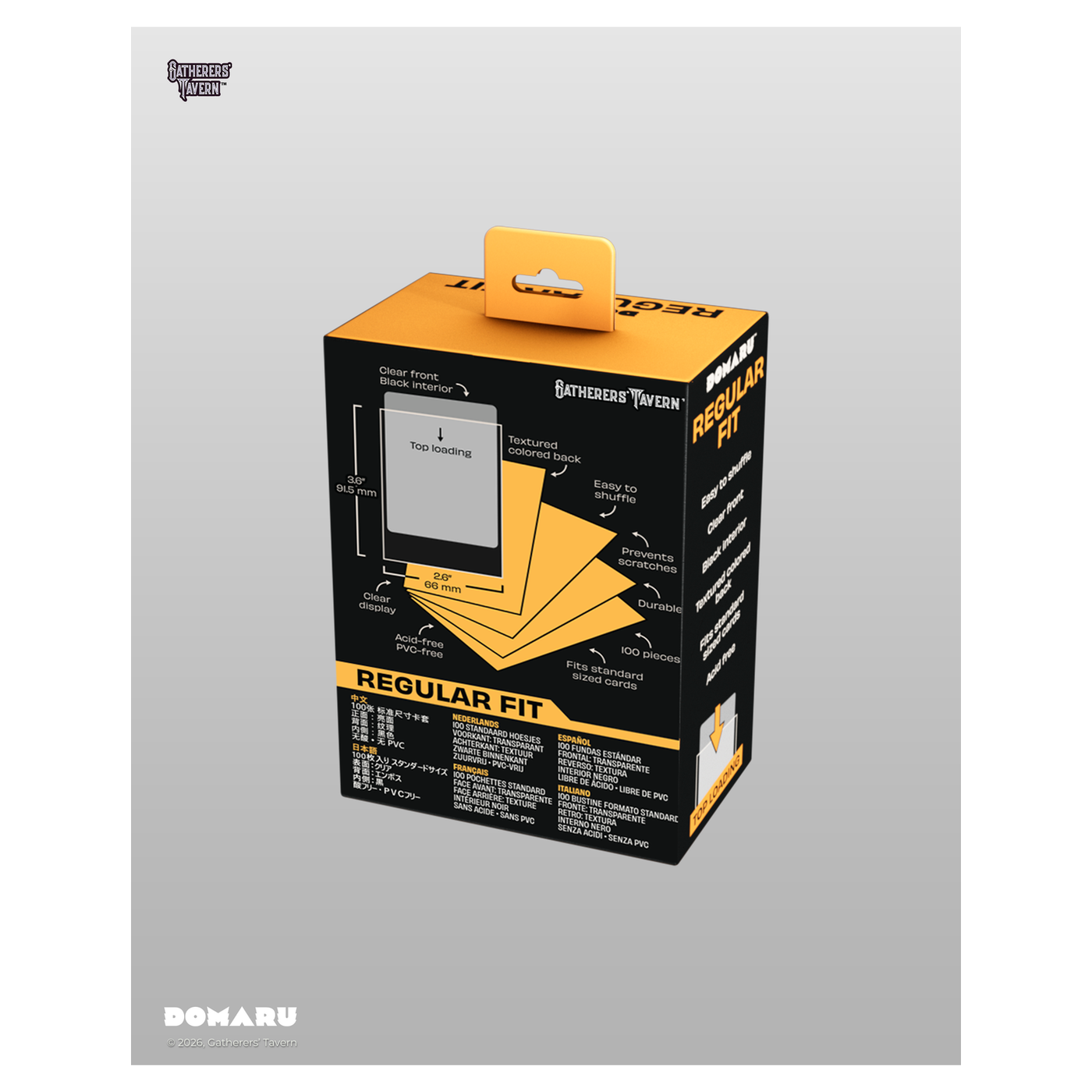 DOMARU Regular Fit standard sleeves pack of 100, available in colors including Balefire Red, Div - Sunfire Orange - imagen 64