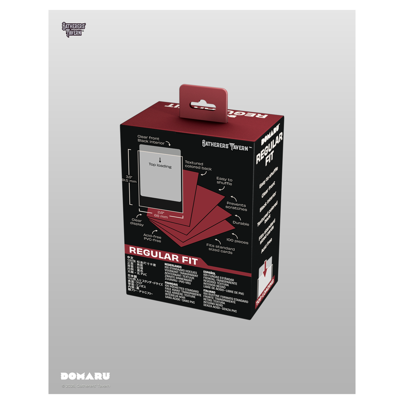 DOMARU Regular Fit standard sleeves pack of 100, available in colors including Balefire Red, Divin - Imperial Red - imagen 34