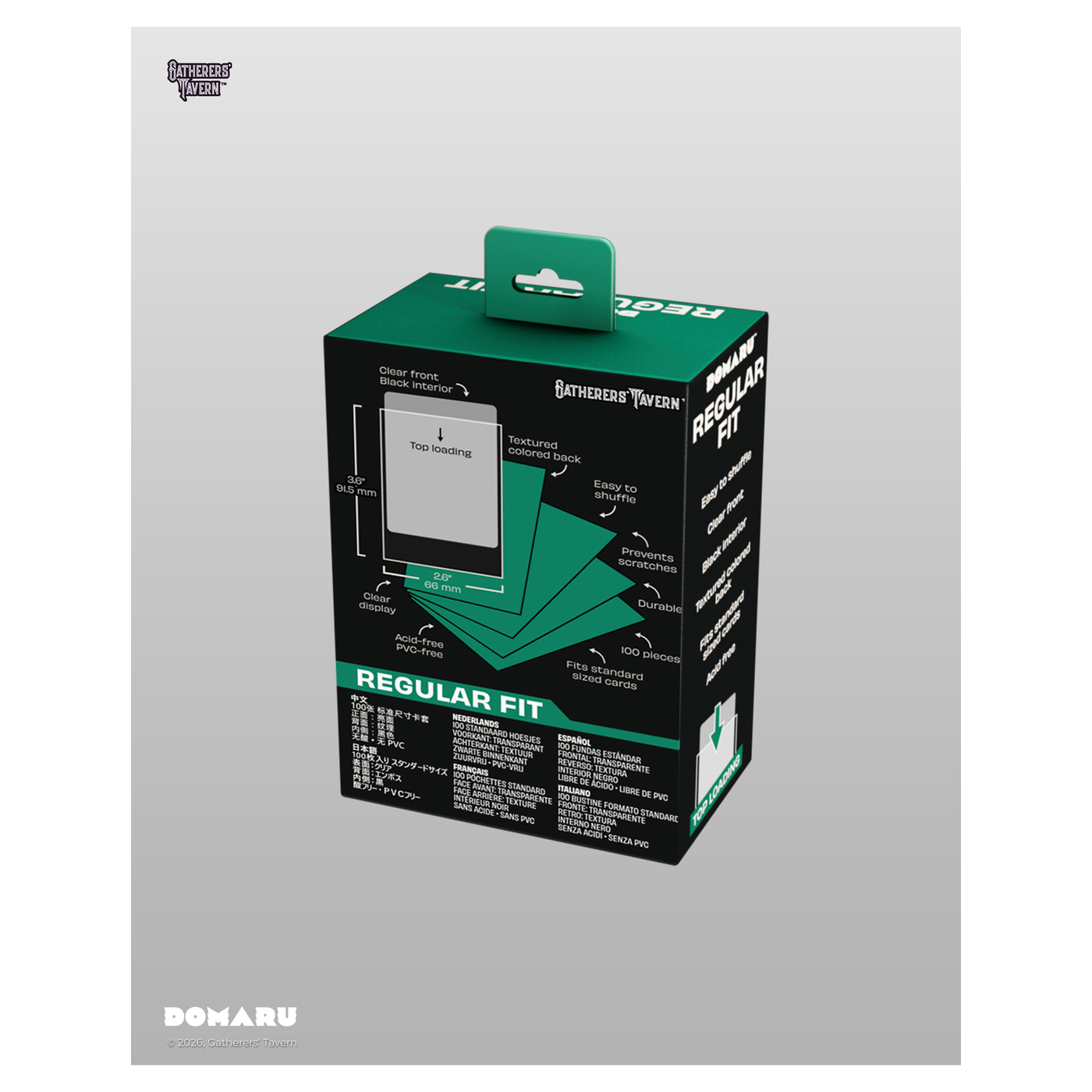 DOMARU Regular Fit standard sleeves pack of 100, available in colors including Balefire Red, Divin - Sylvan Green - imagen 76