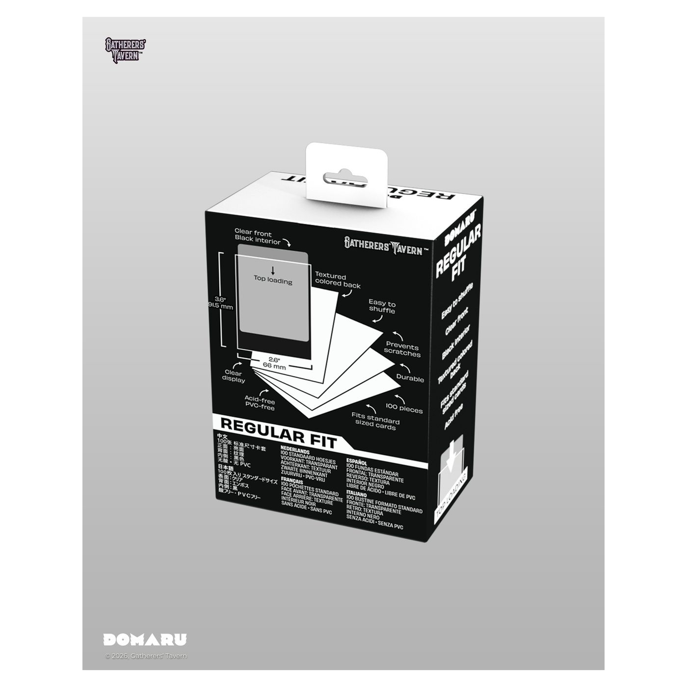 DOMARU Regular Fit standard sleeves pack of 100, available in colors including Balefire Red, Divi - Sanctum White - imagen 58