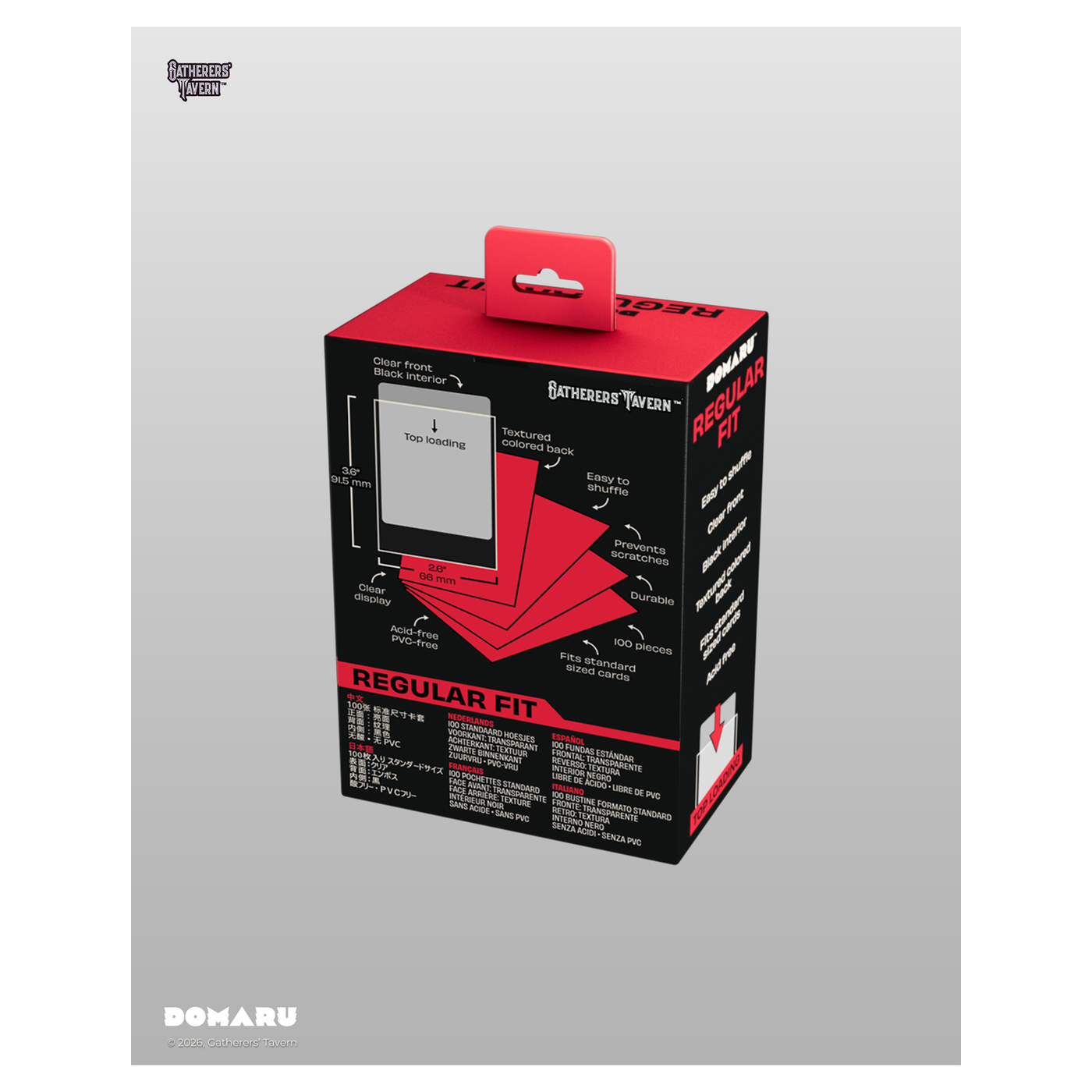 DOMARU Regular Fit standard sleeves pack of 100, available in colors including Balefire Red, Divine - Balefire Red - imagen 4