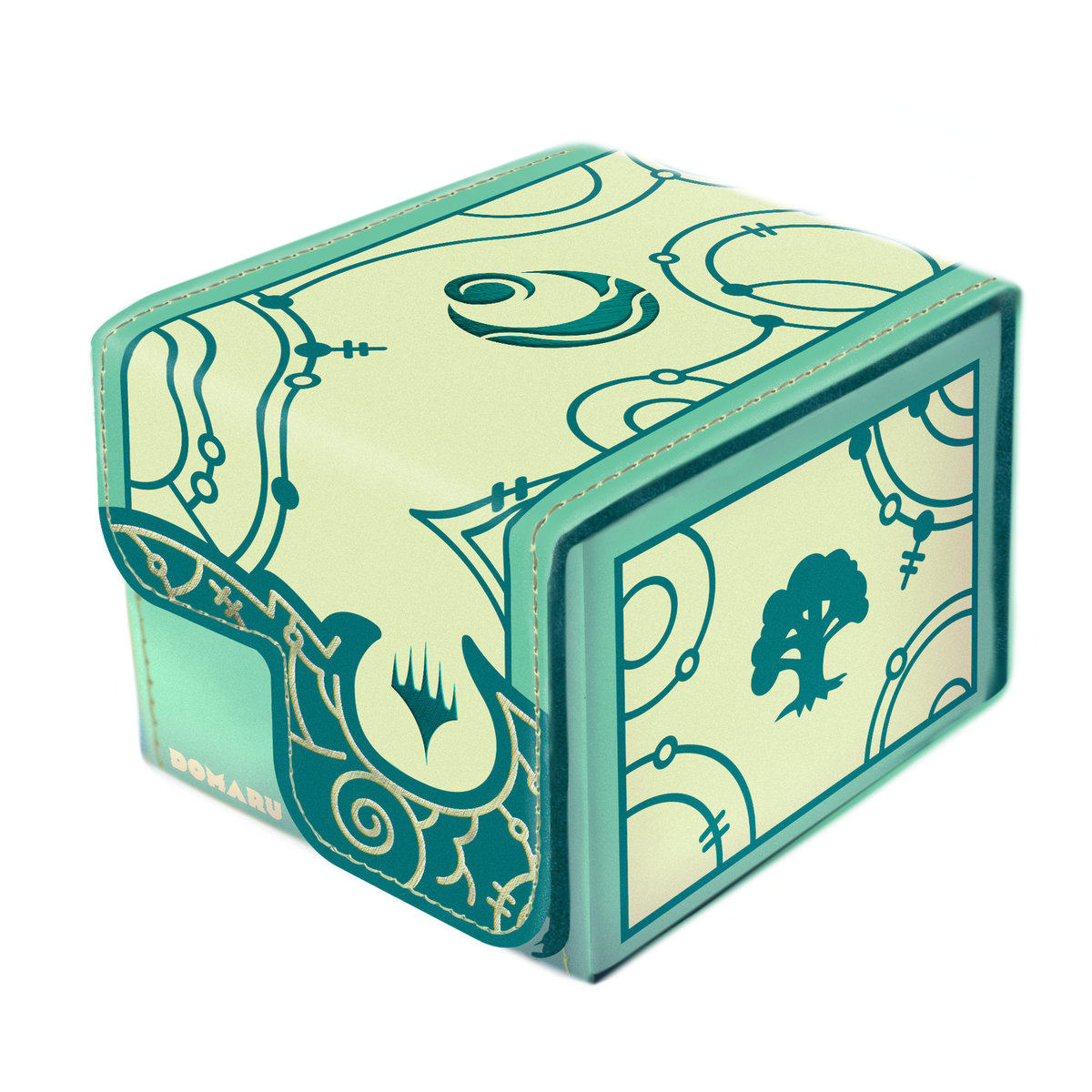 DOMARU Box Magic Lorwyn Eclipsed deck storage with magnetic closure and alternating tab dividers - Bloomseeker Green