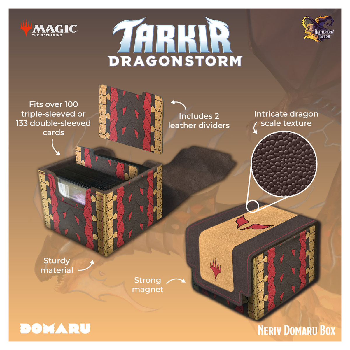 Gatherers' Tavern DOMARU Deck Box in Tarkir: Dragonstorm design with magnetic closure - Neriv - imagen 2