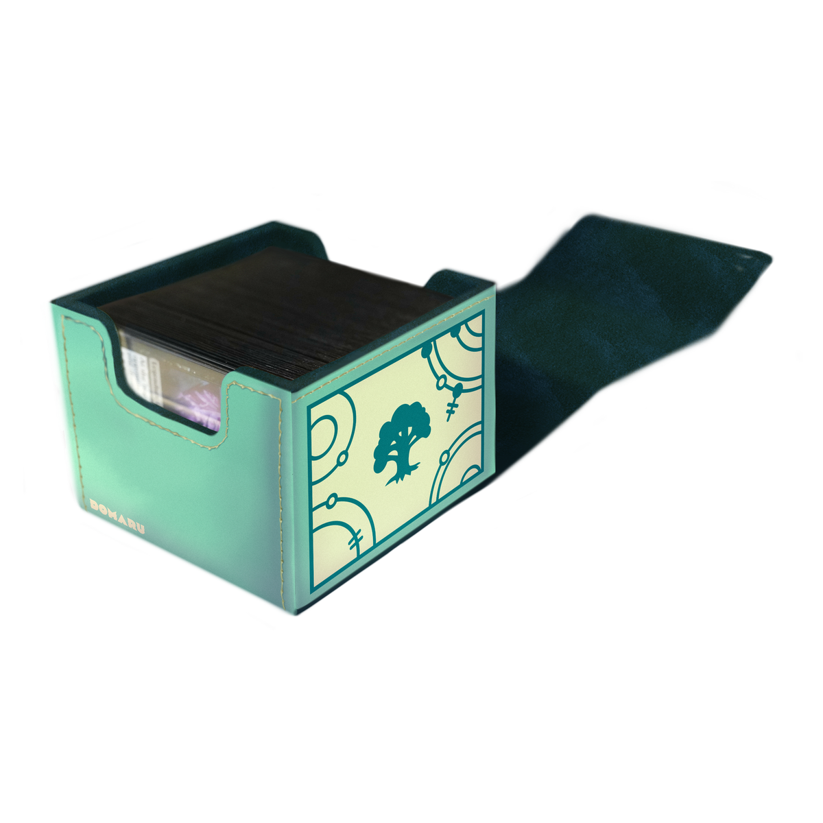DOMARU Box Magic Lorwyn Eclipsed deck storage with magnetic closure and alternating tab divide - Bloomseeker Green - imagen 2